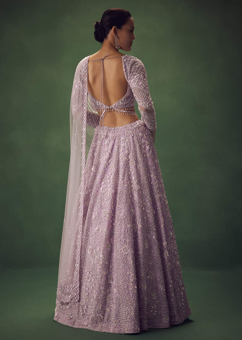 Lavender Sequin Work Lehenga Set