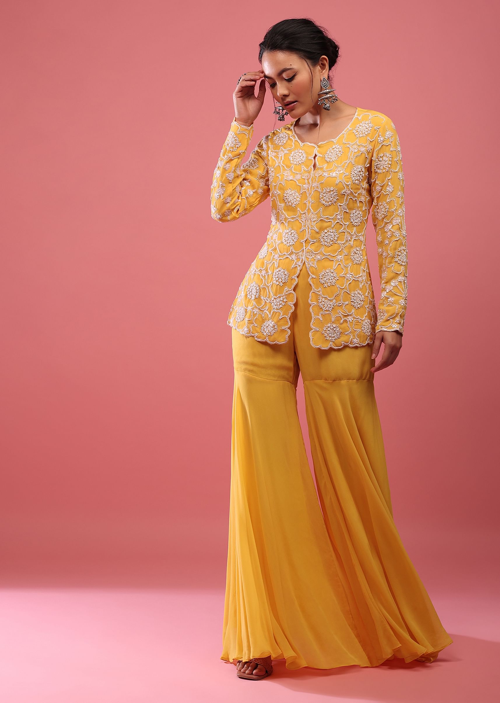 Yellow sharara pants on sale