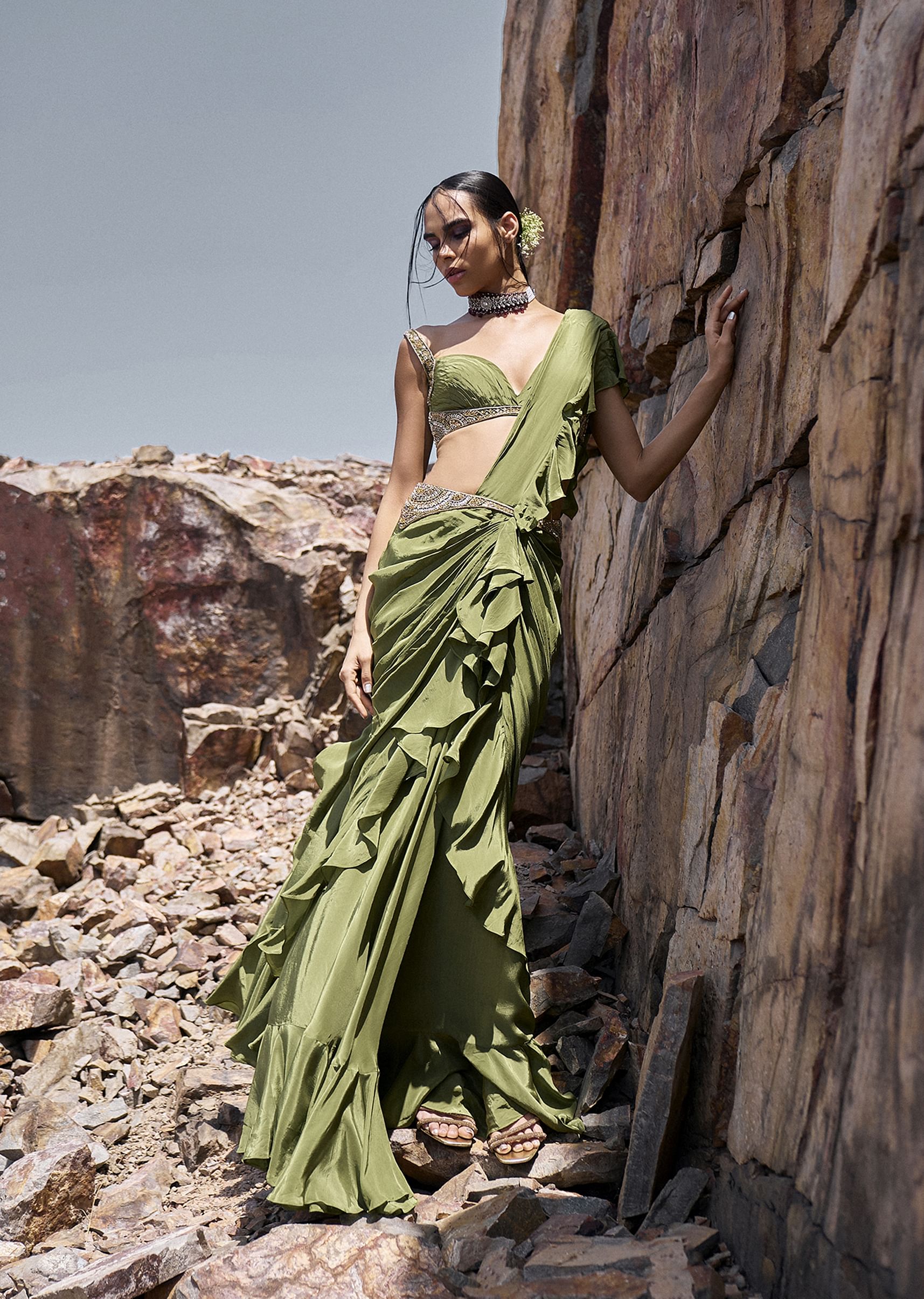 Layered saree gown on sale