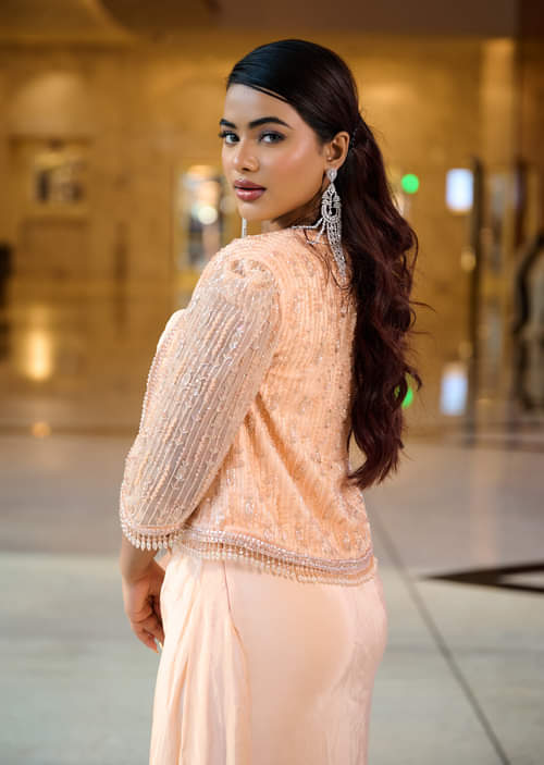 Peach Pleated Blouse