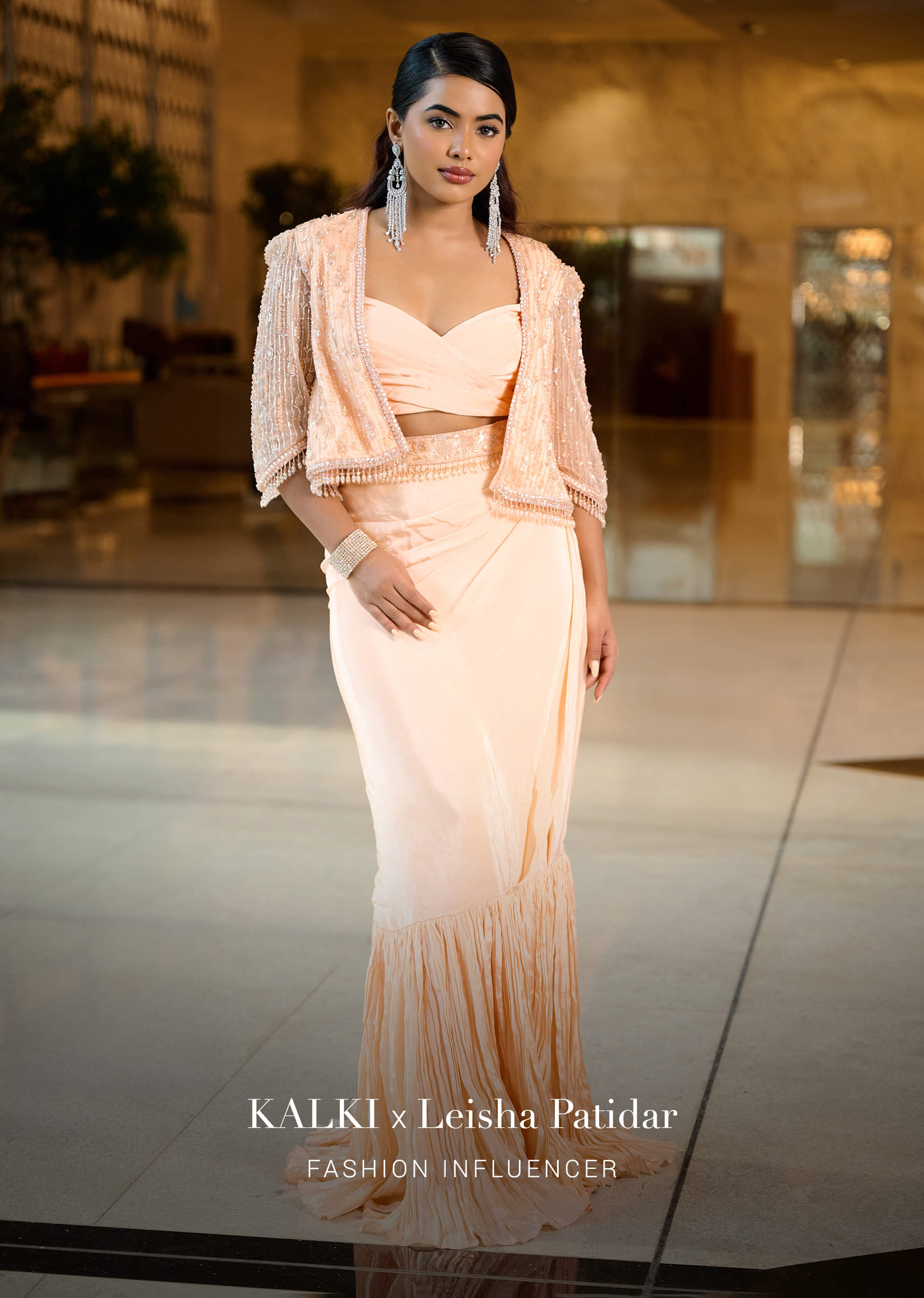 Peach Pleated Blouse