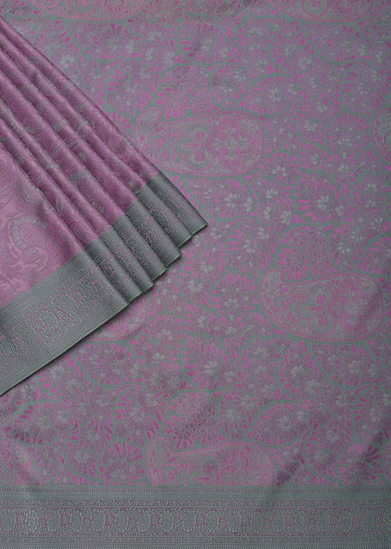 Wine South Resham Silk Saree With Woven Work And Unstitched Blouse Fabric