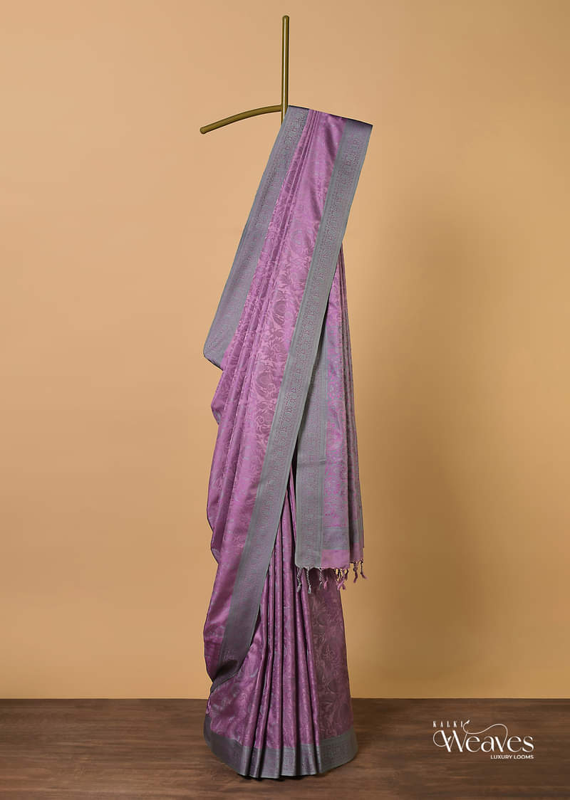 Wine South Resham Silk Saree With Woven Work And Unstitched Blouse Fabric
