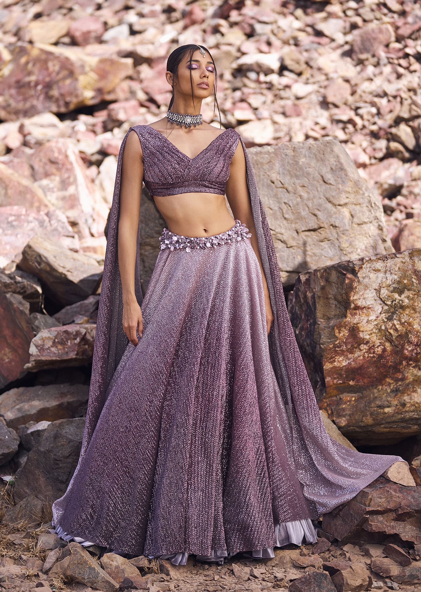 Shimmer lehenga choli top