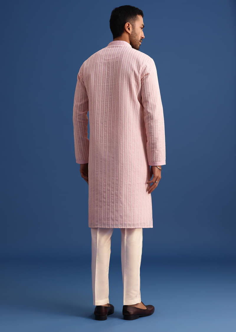 Lilac Georgette Kurta Set With Thread Work