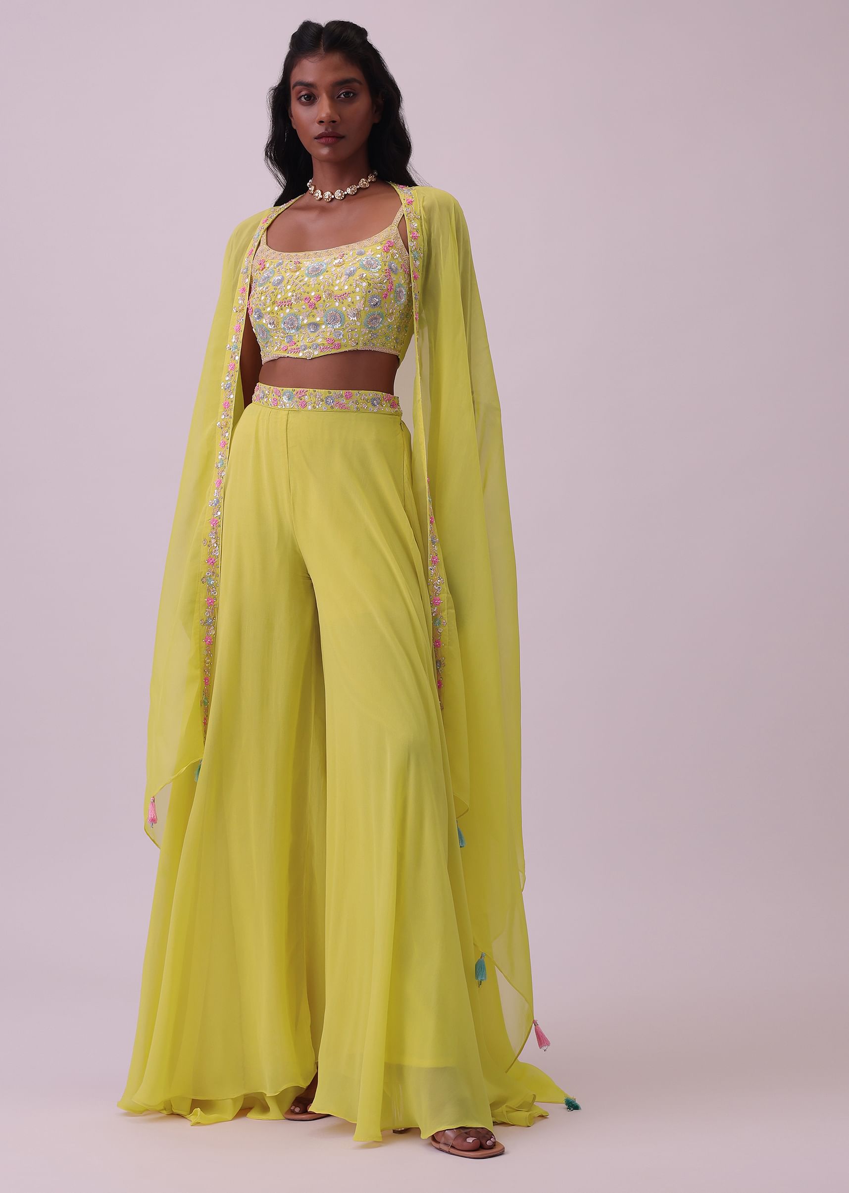 Yellow silk crop top cheap