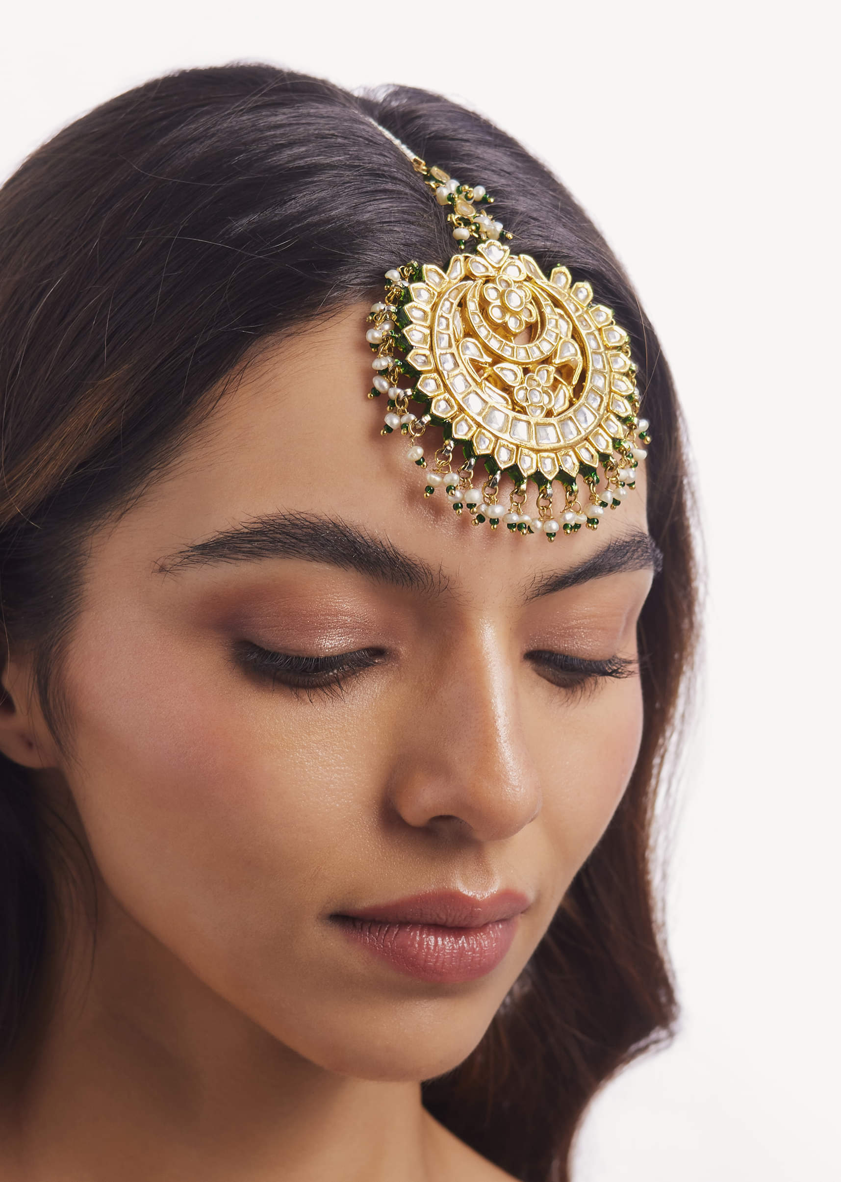 Lehenga Headband Maang Tikka Buy Maang Tikka With Kundan Polki
