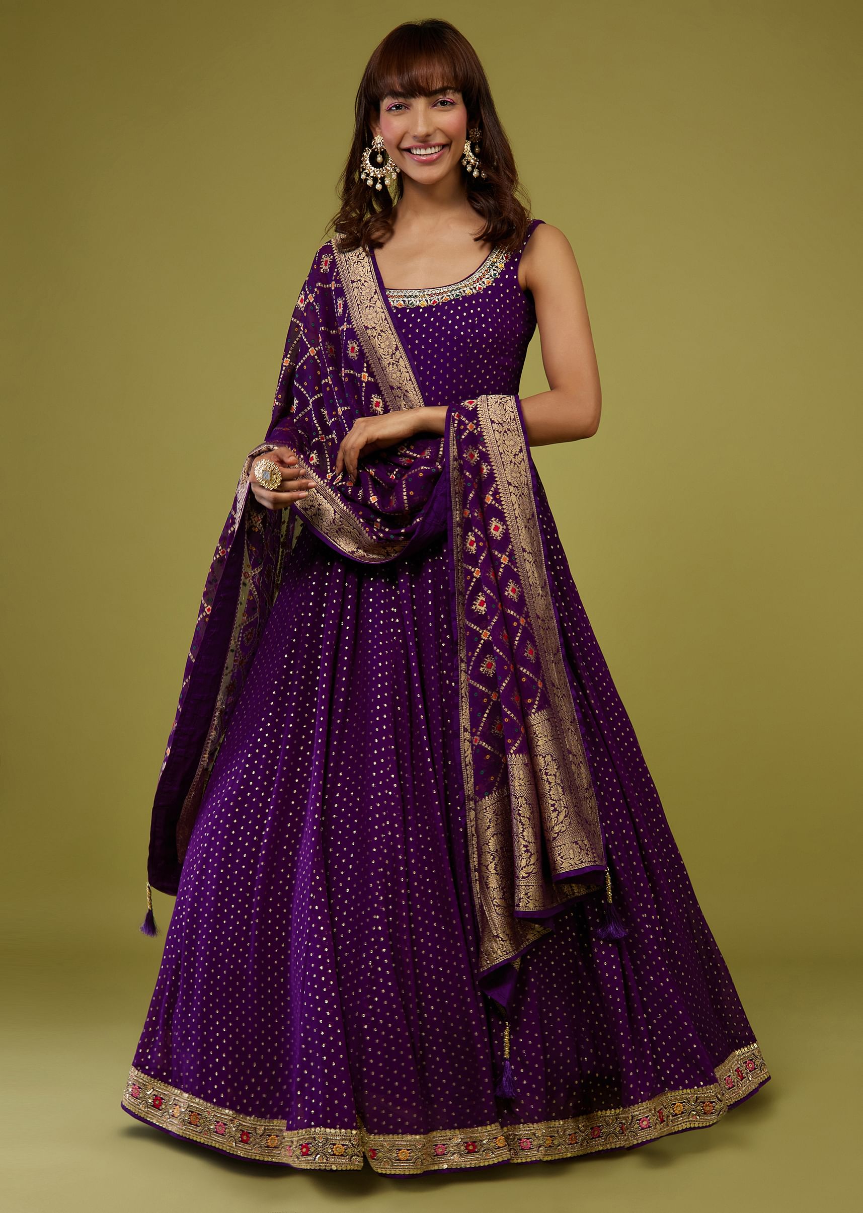 Purple anarkali dress clearance