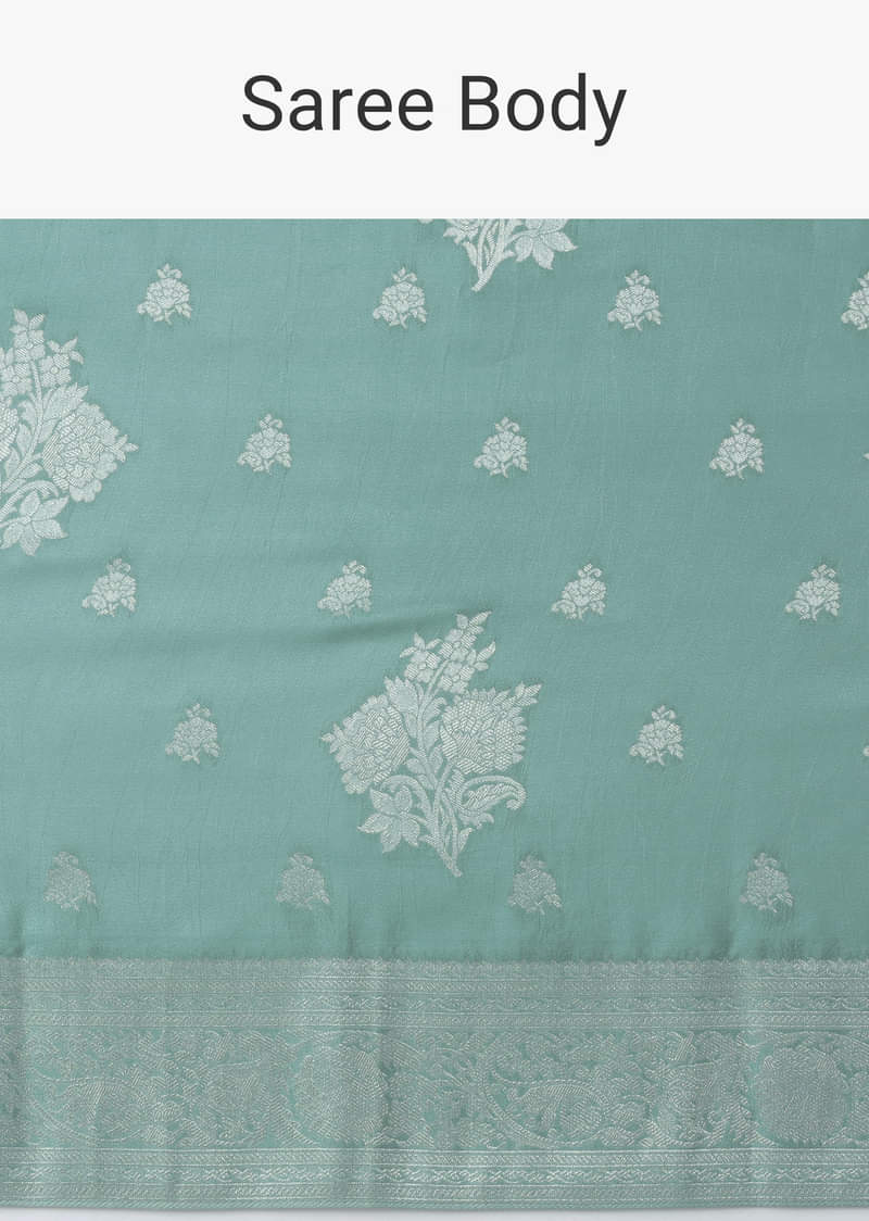 Marine Blue Woven Saree In Dola Silk And Silver Weave