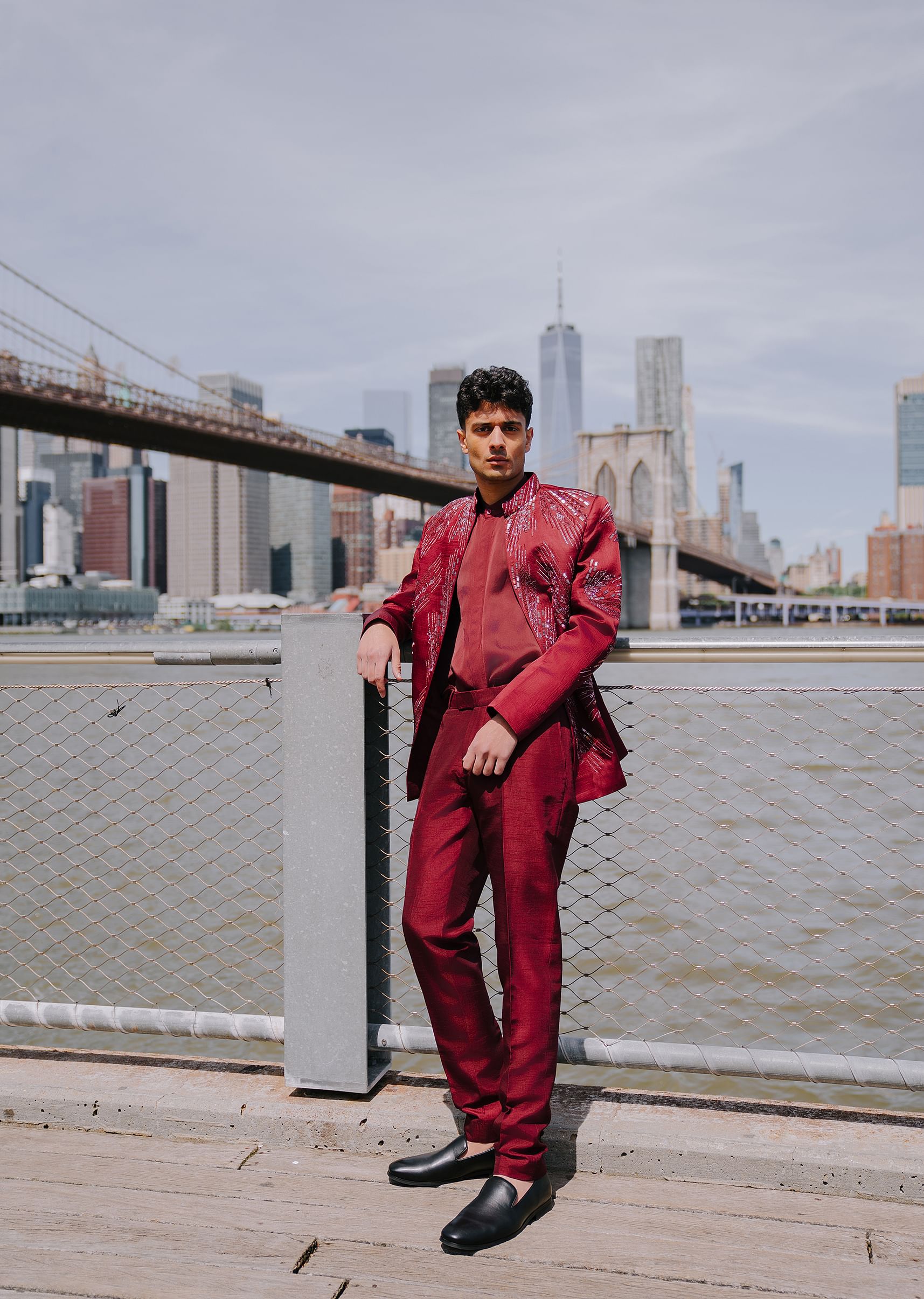 Maroon jodhpuri suit top