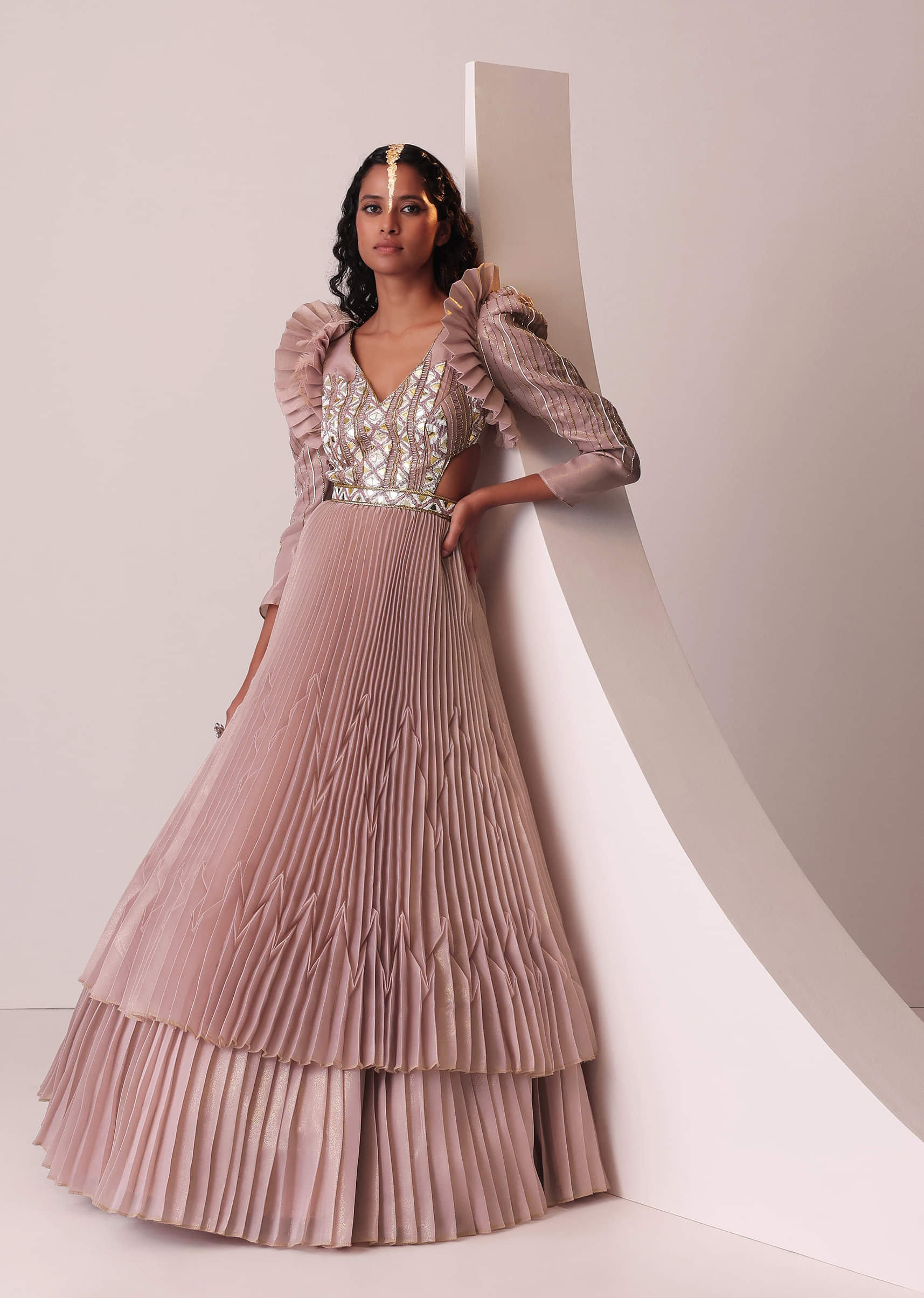 ワンピース Sheer Shiny Gather Tiered Dress Sheer Shiny Gather Tiered Dress - MISTREASS