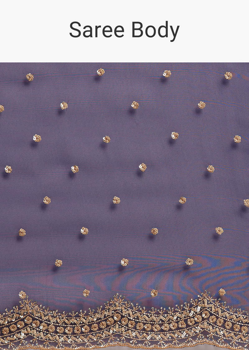 Midnight Blue Organza Tissue Saree With Sequin And Cutdana Embroidery