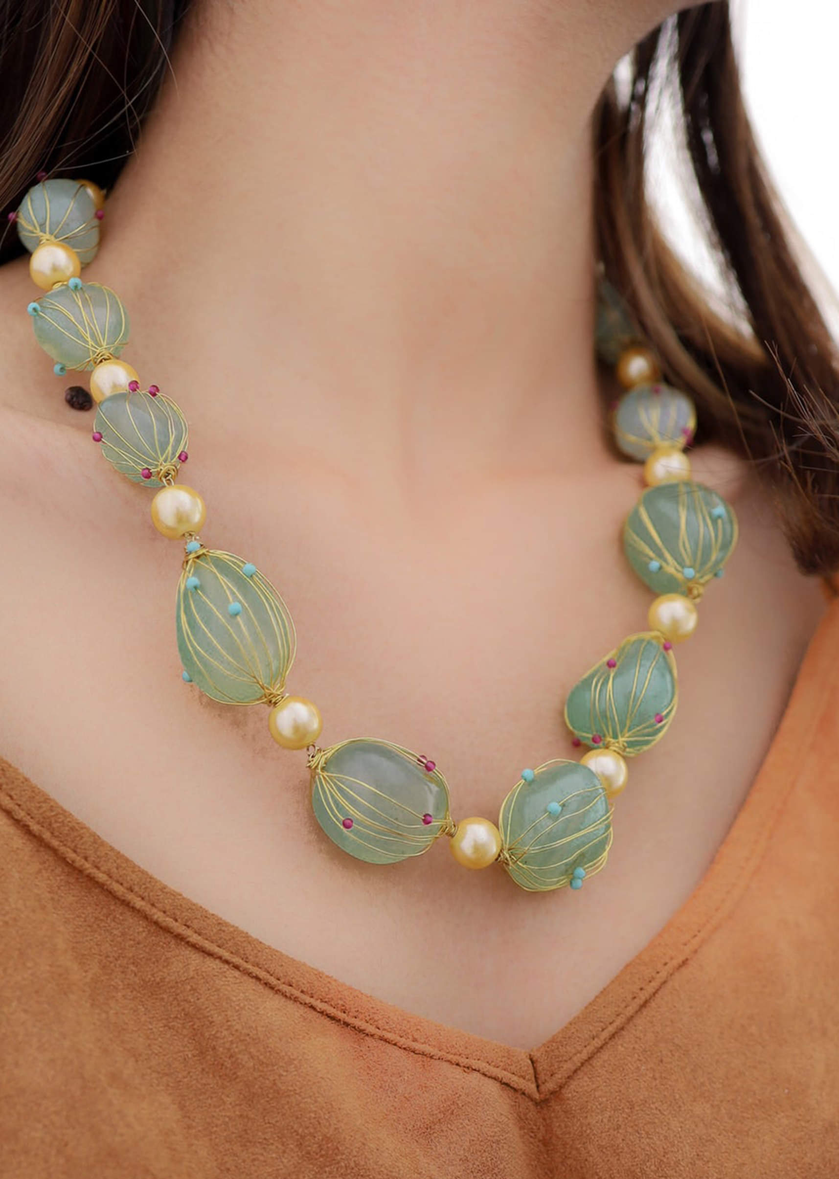 Buy Mint Green Stone String Necklace