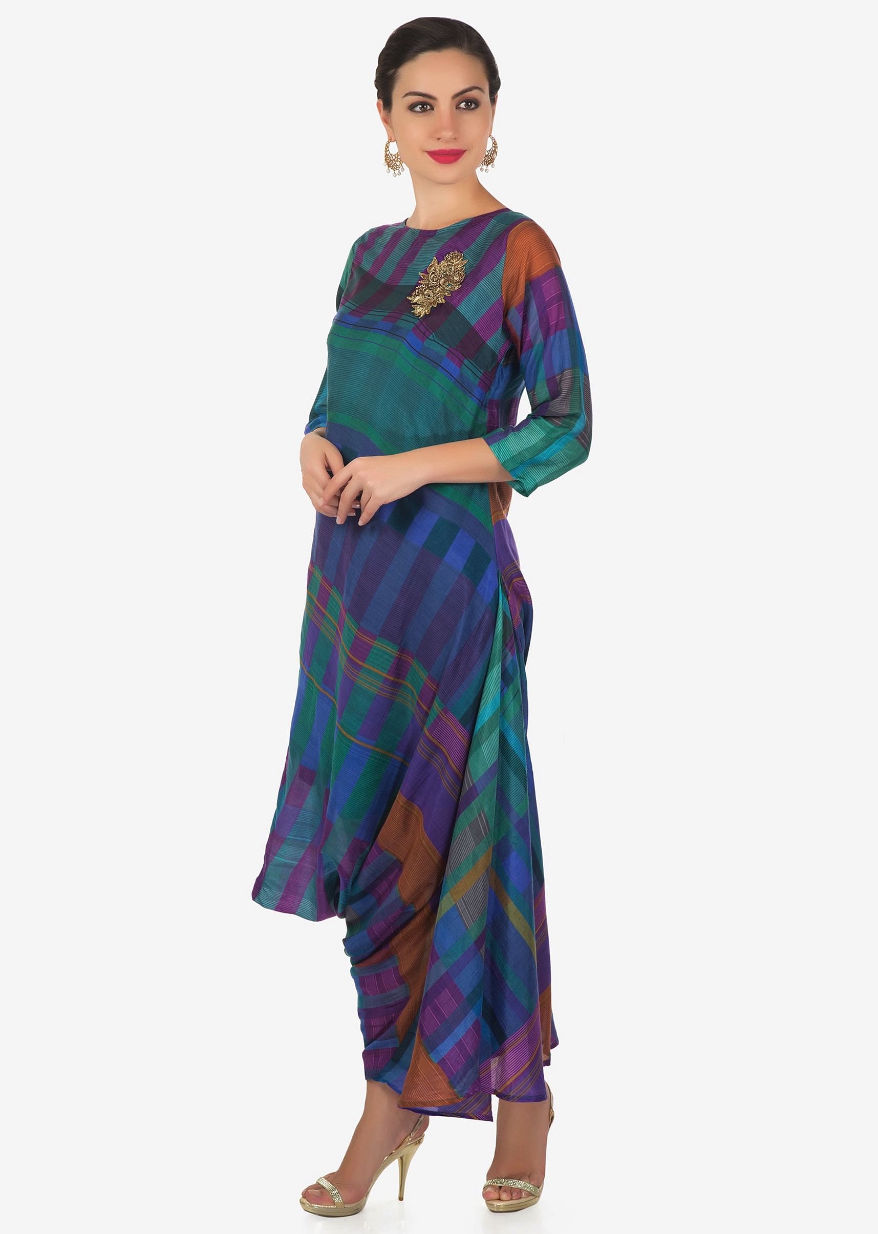 Buy Multi Color Kurti With Zardosi Butti And Cowl Drape KALKI Fashion India