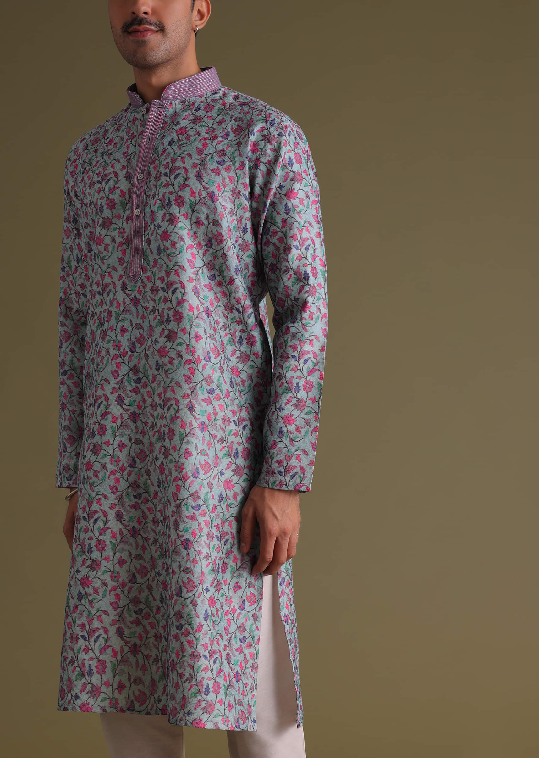 ＜made in INDIA＞Art motif print 羽織りシャツ Buy Red Indie Print Anarkali Suit Set In Art Silk