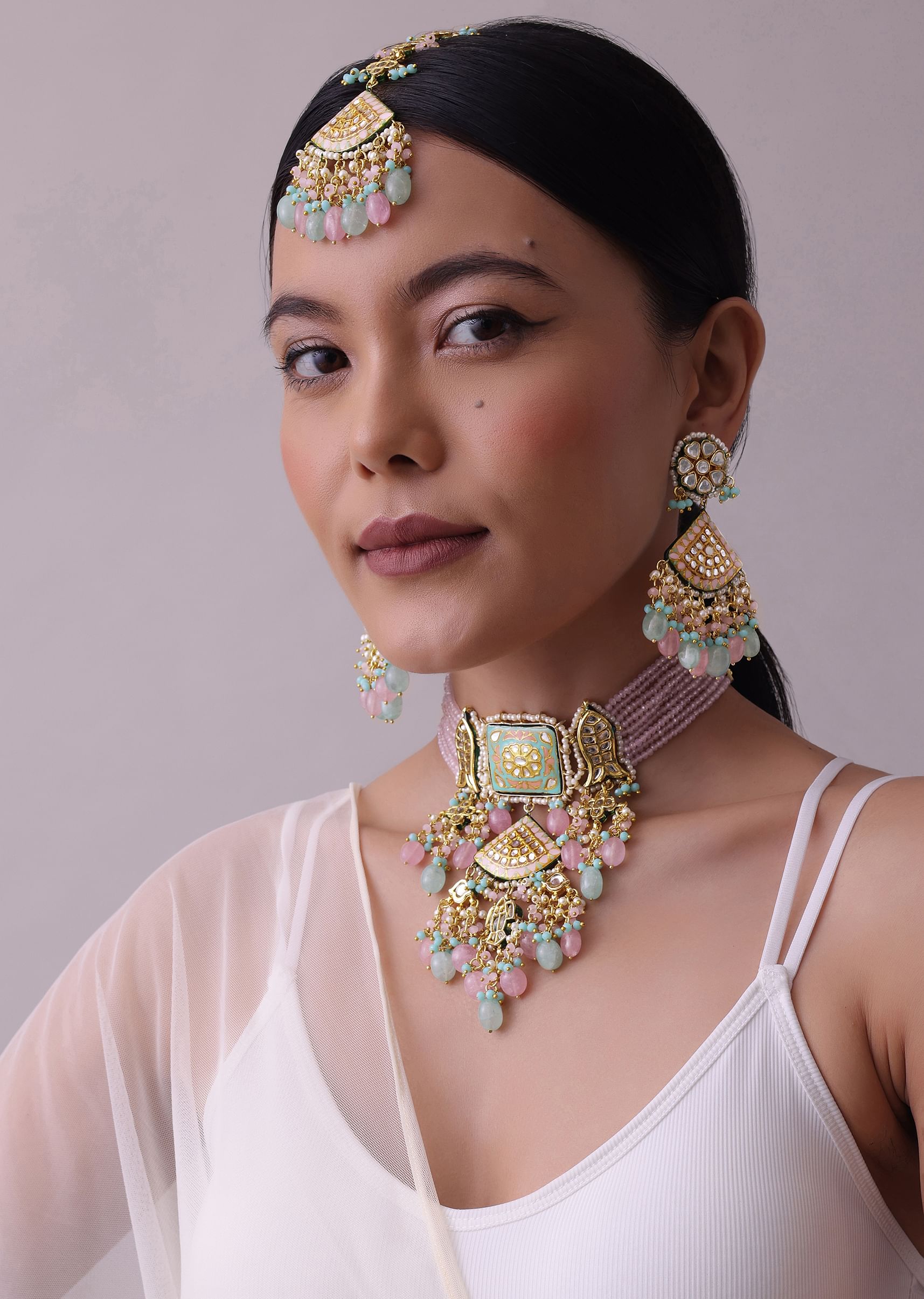 Meenakari necklace set clearance