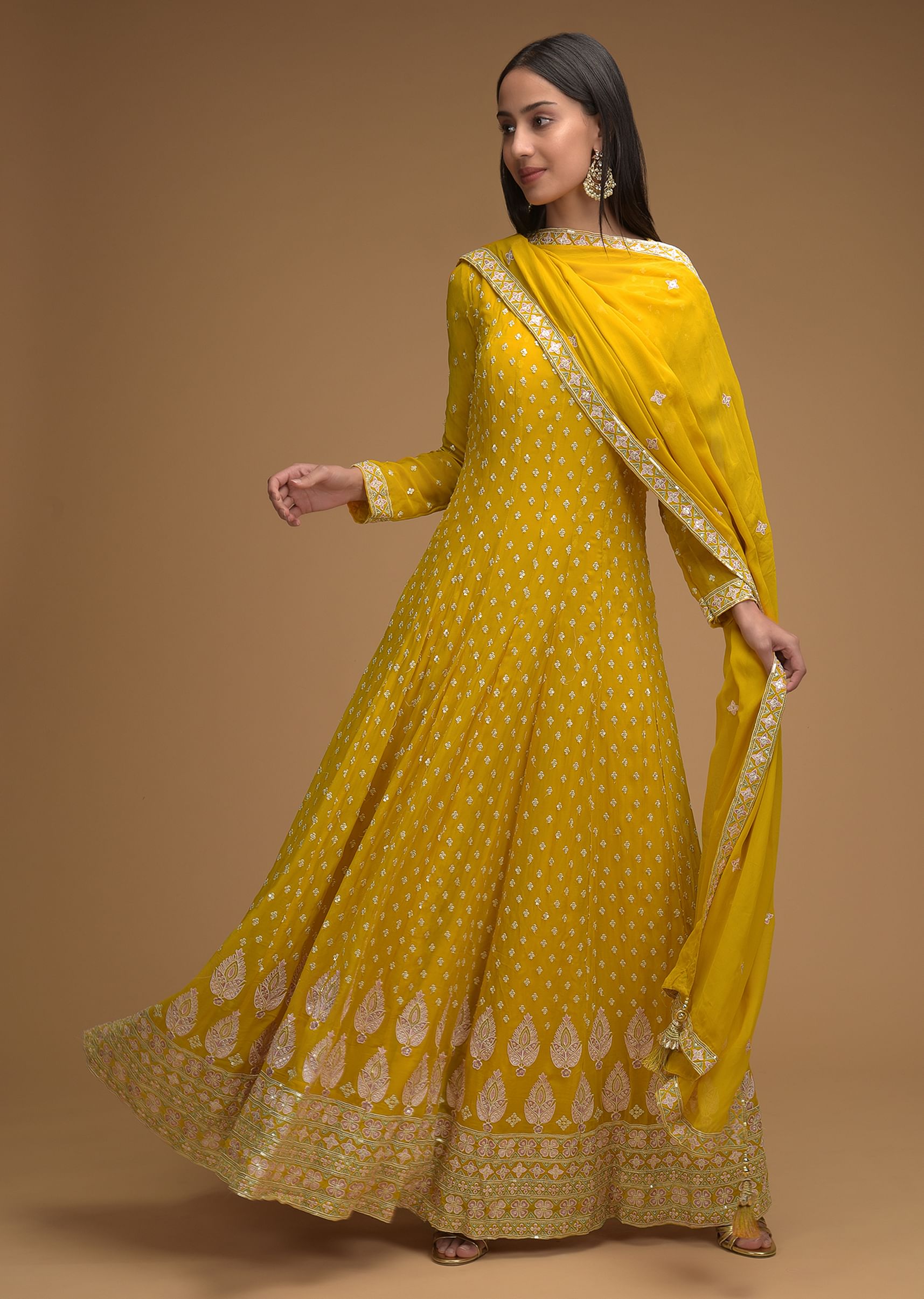 Mustard color frock suit online
