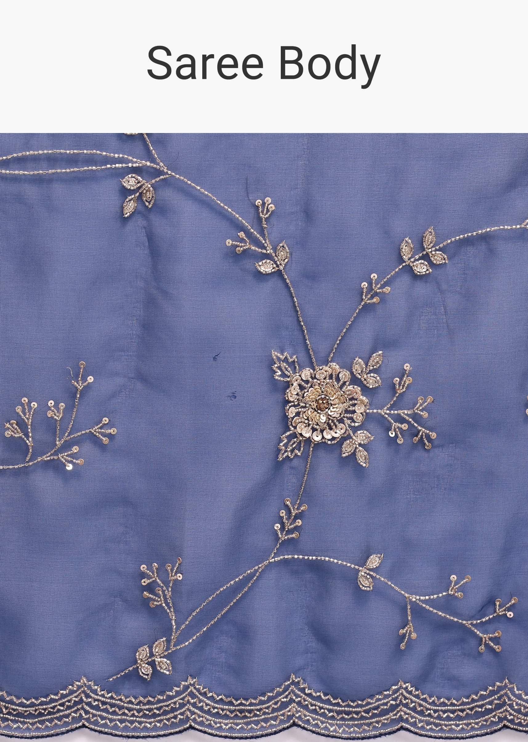 Buy Navy Blue Cutdana Embroidered Saree With Unstitched Blouse