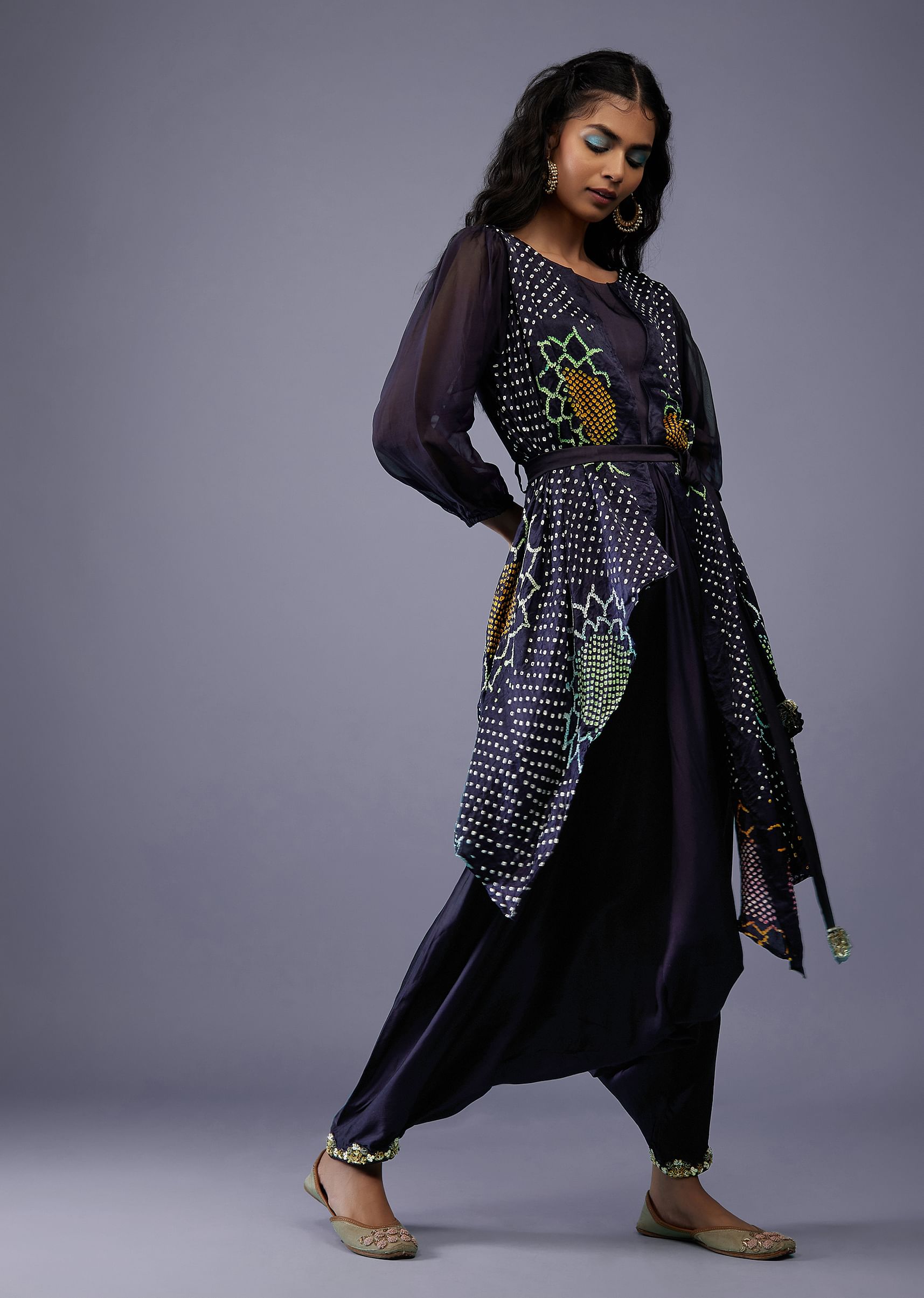 Kurti with attached shrug top