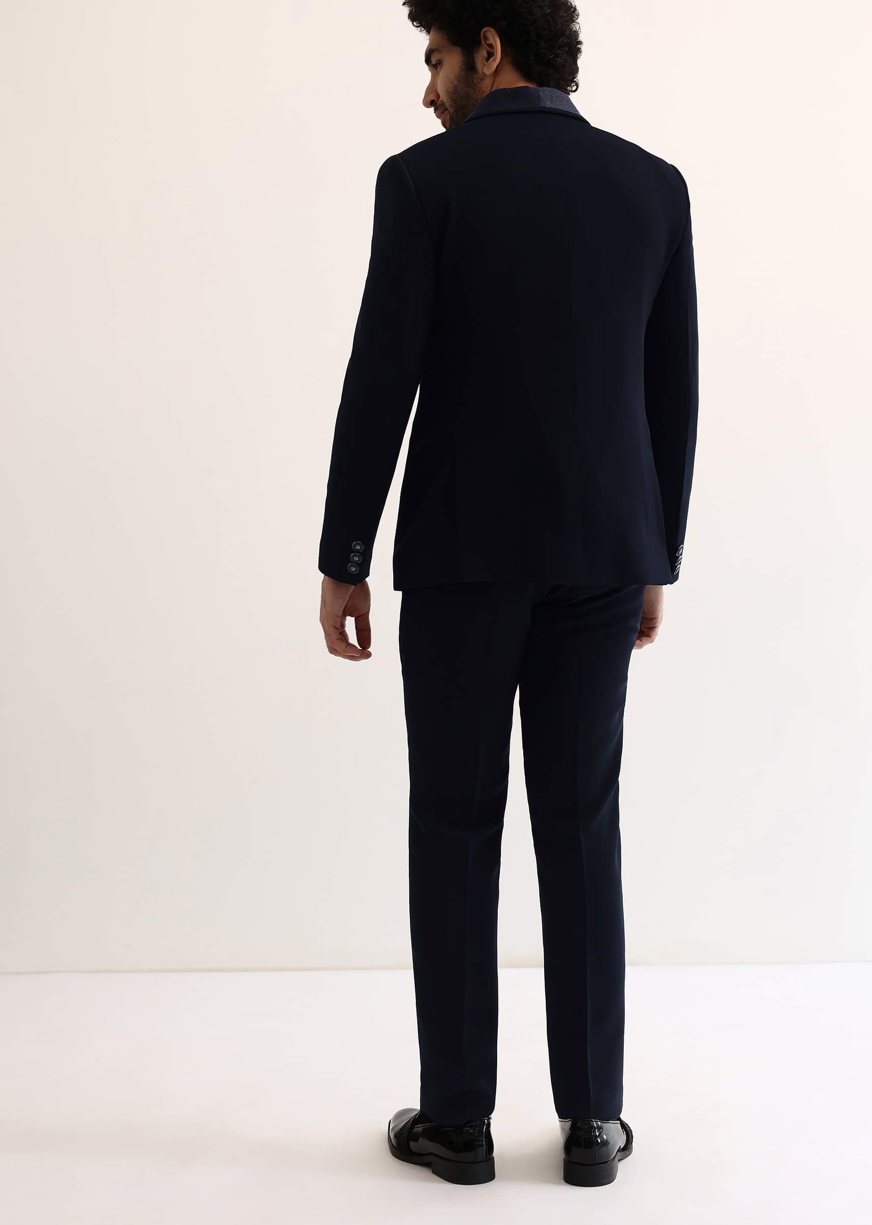 Buy Navy Blue Intricate Embroidered Tuxedo | KALKI Fashion
