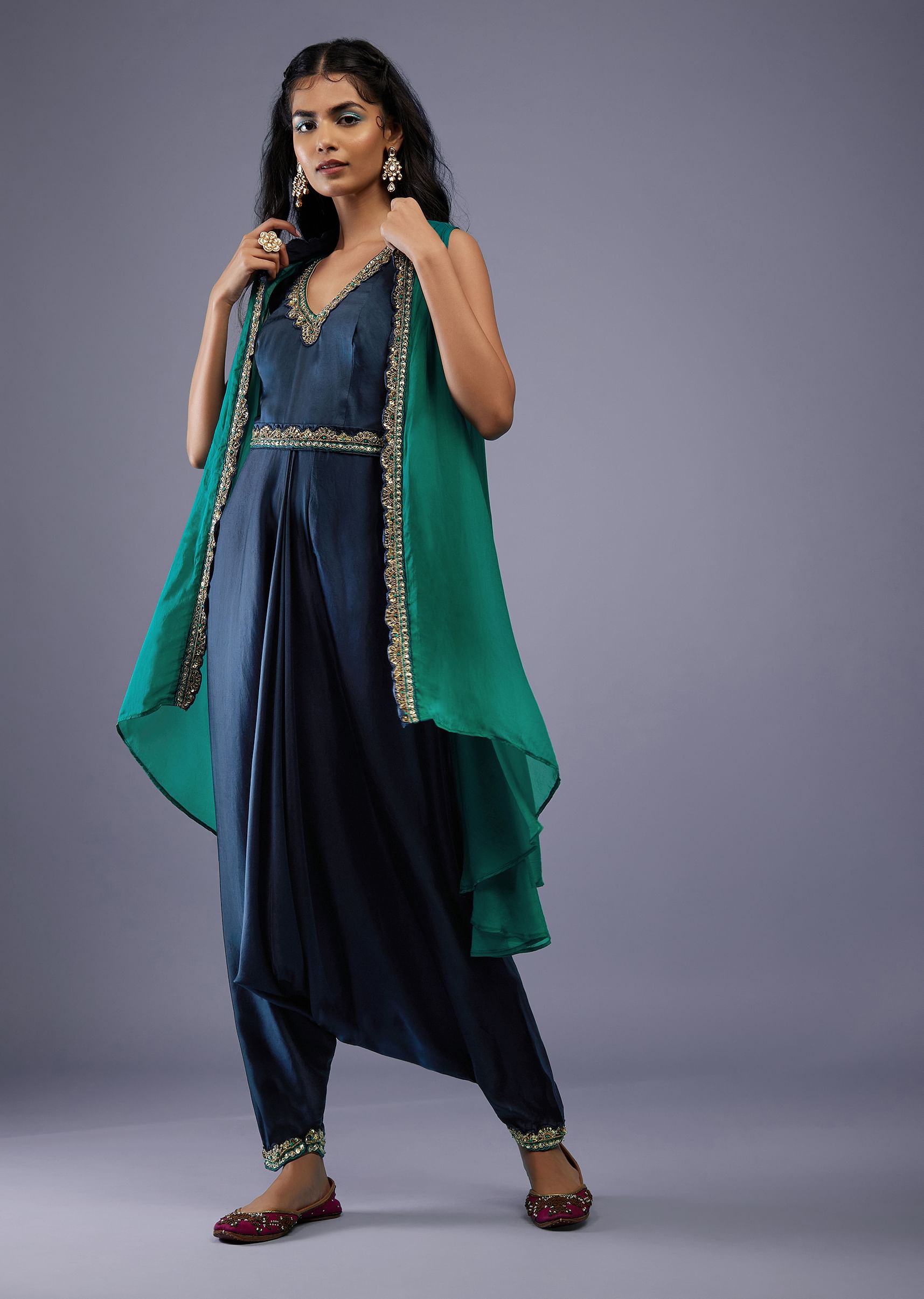 Navy blue silk jumpsuit best sale