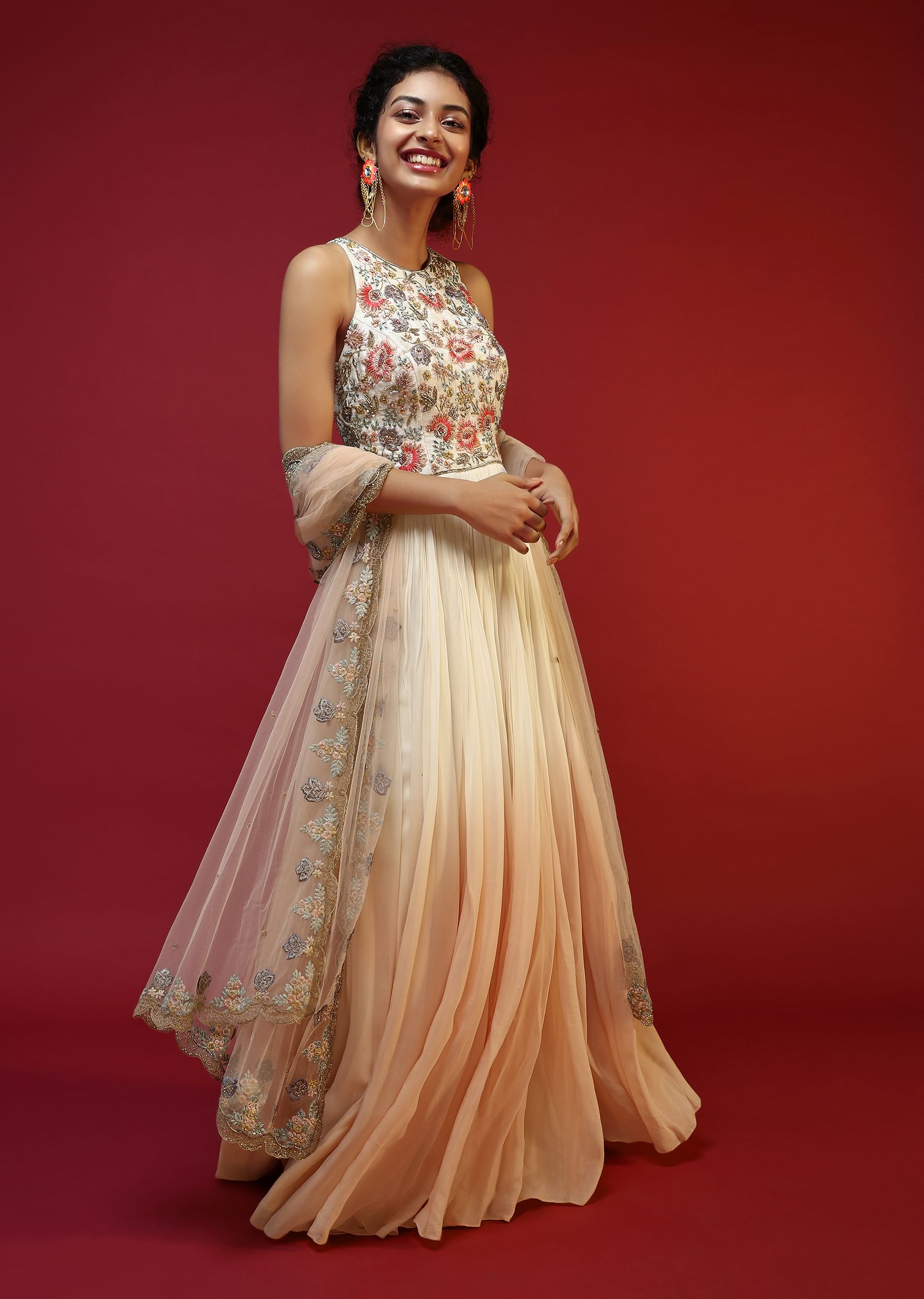 Floral anarkali online top