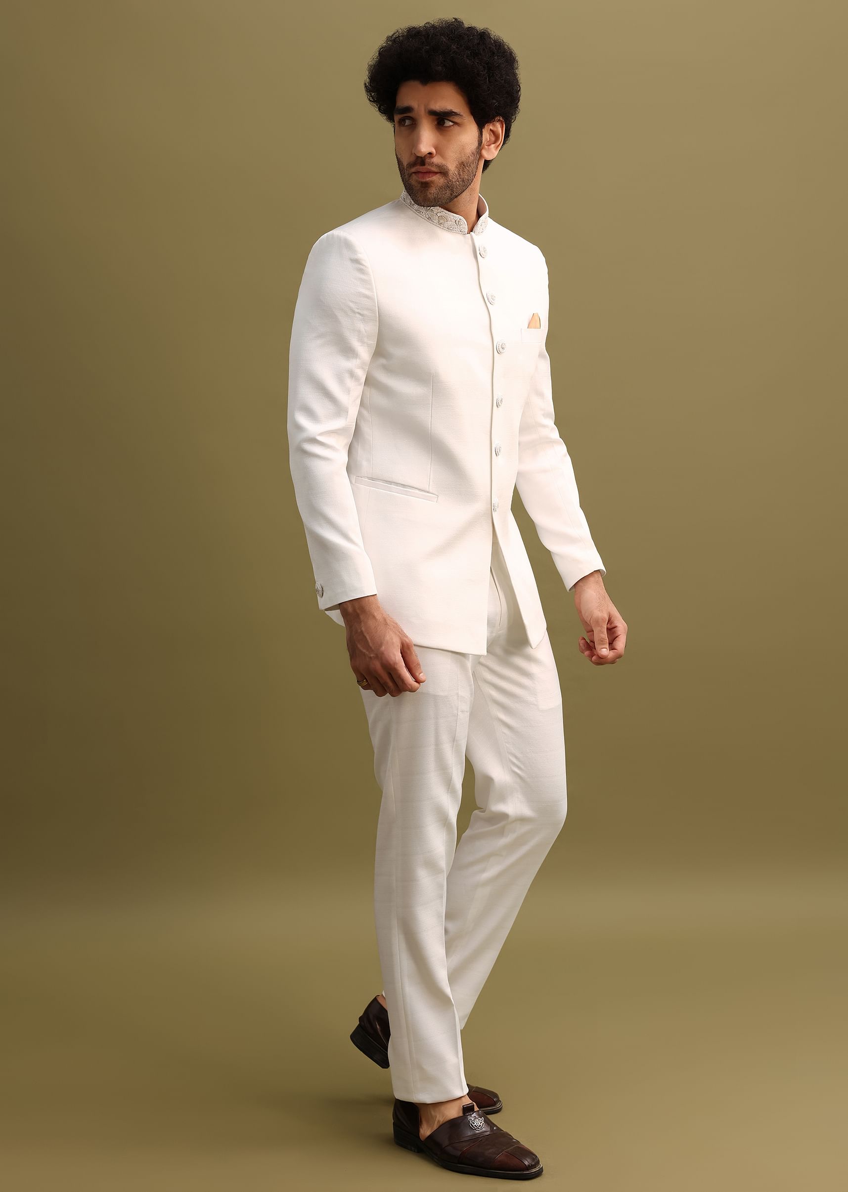 Buy Off White Jodhpuri Suit With Cutdana Work KALKI Fashion Global