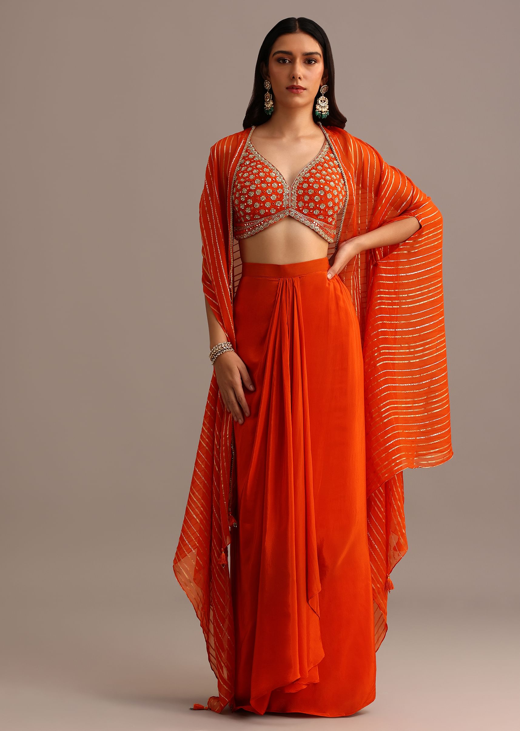Long pleated skirt with crop top best sale