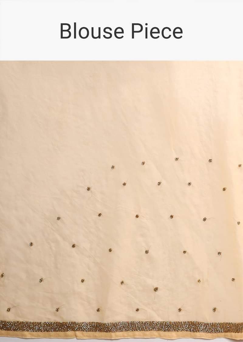 Parmesan Beige Saree With Kashmiri Embroidery In Floral Jaal Design