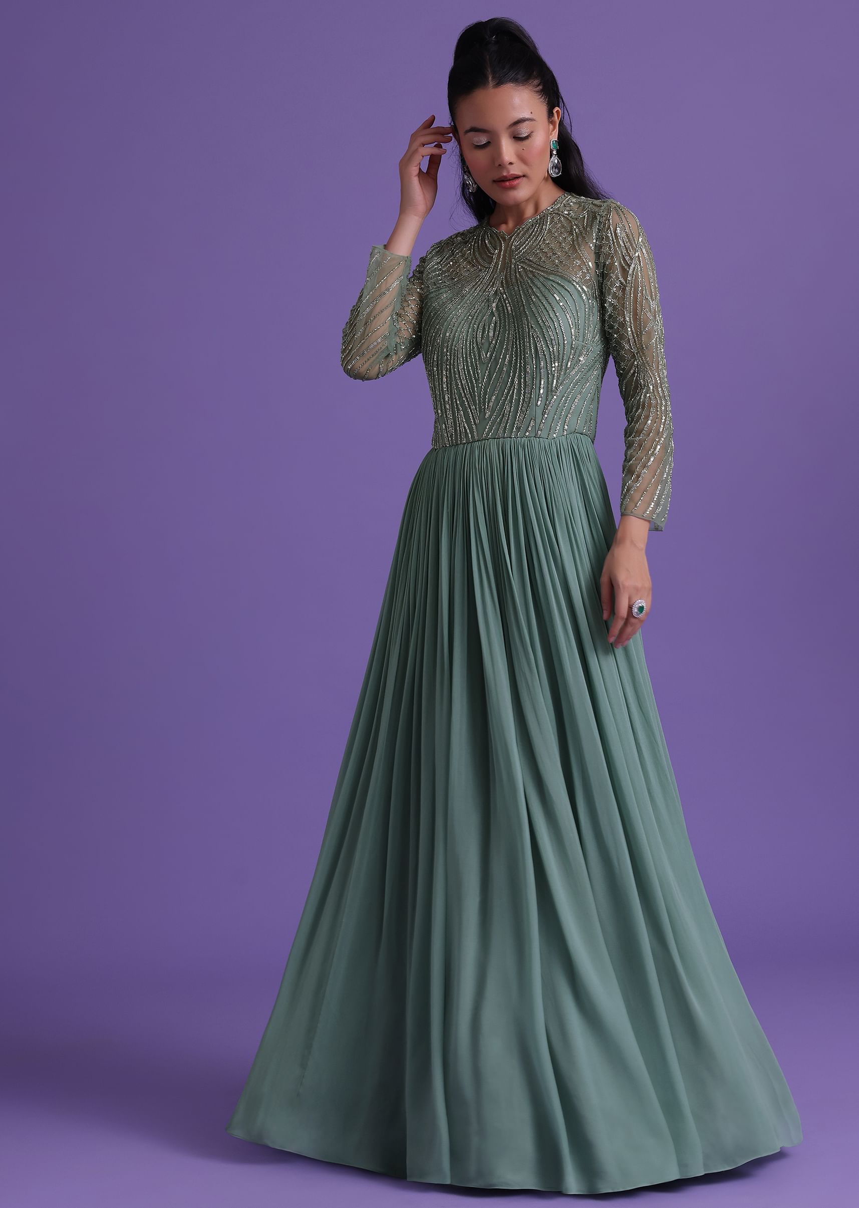 Pastel green gown shop