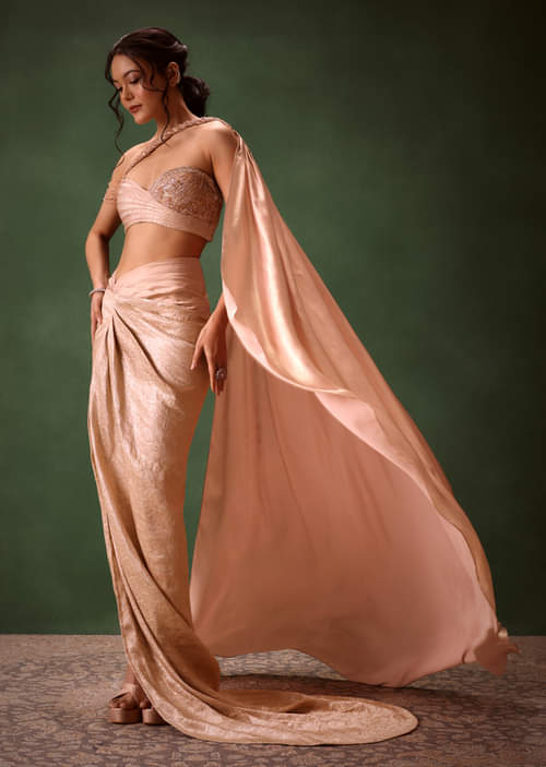 Peach Pleated Blouse