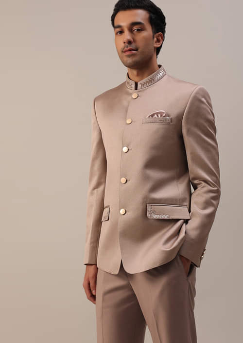 Buy Peach Pink Embroidered Jodhpuri Suit KALKI Fashion Global