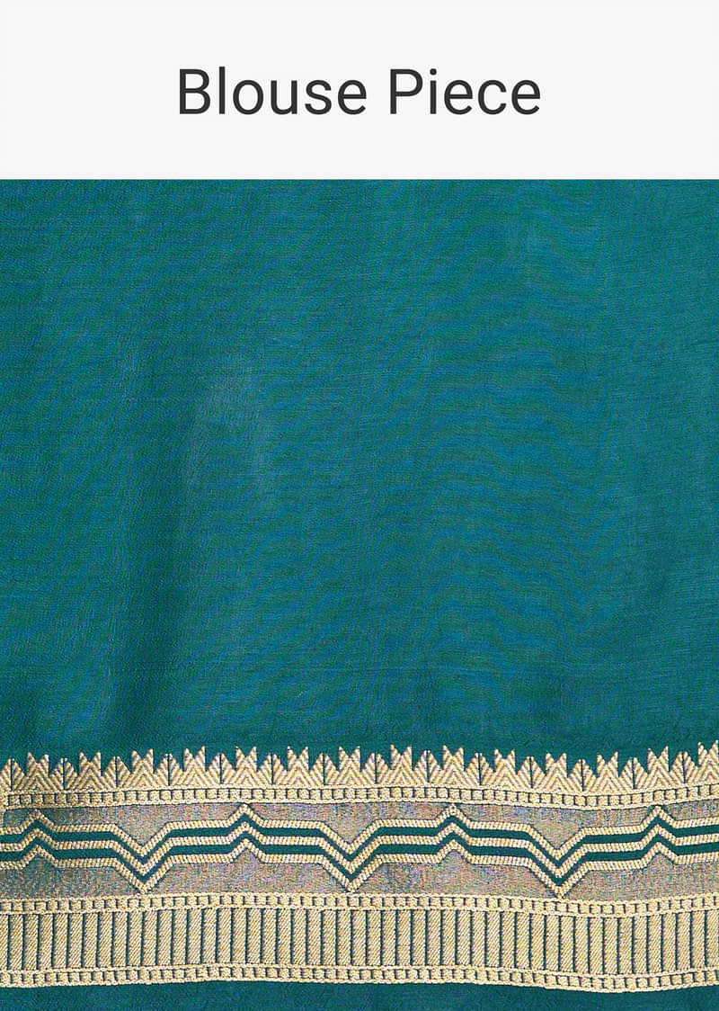 Peacock Blue Dola Silk Saree With All Over Zari Weaving