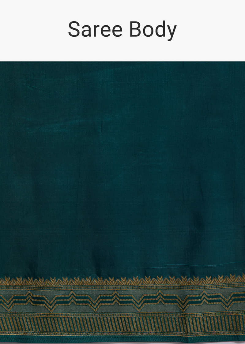 Peacock Blue Dola Silk Saree With All Over Zari Weaving