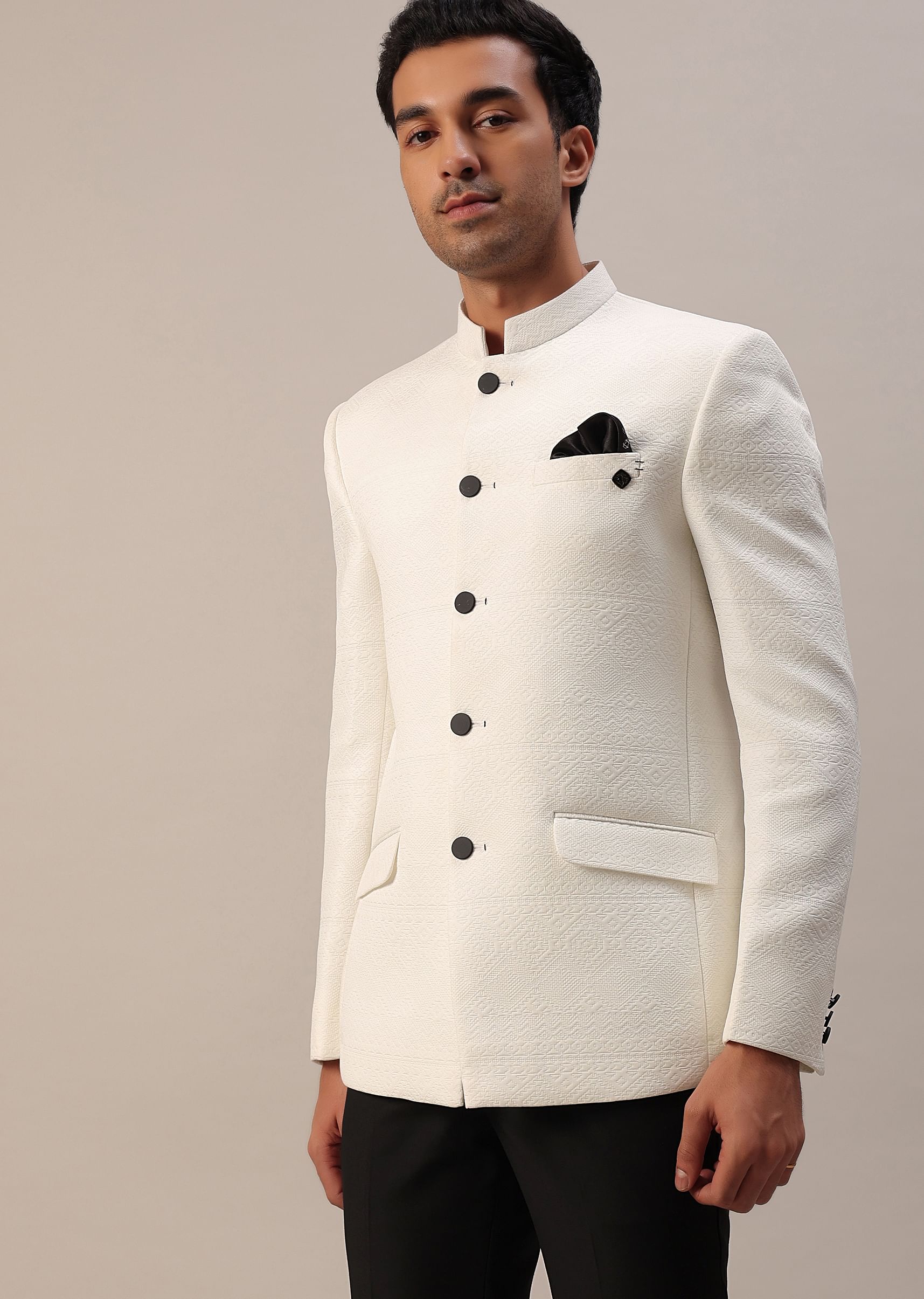 Buy Pearl White Jodhpuri Suit