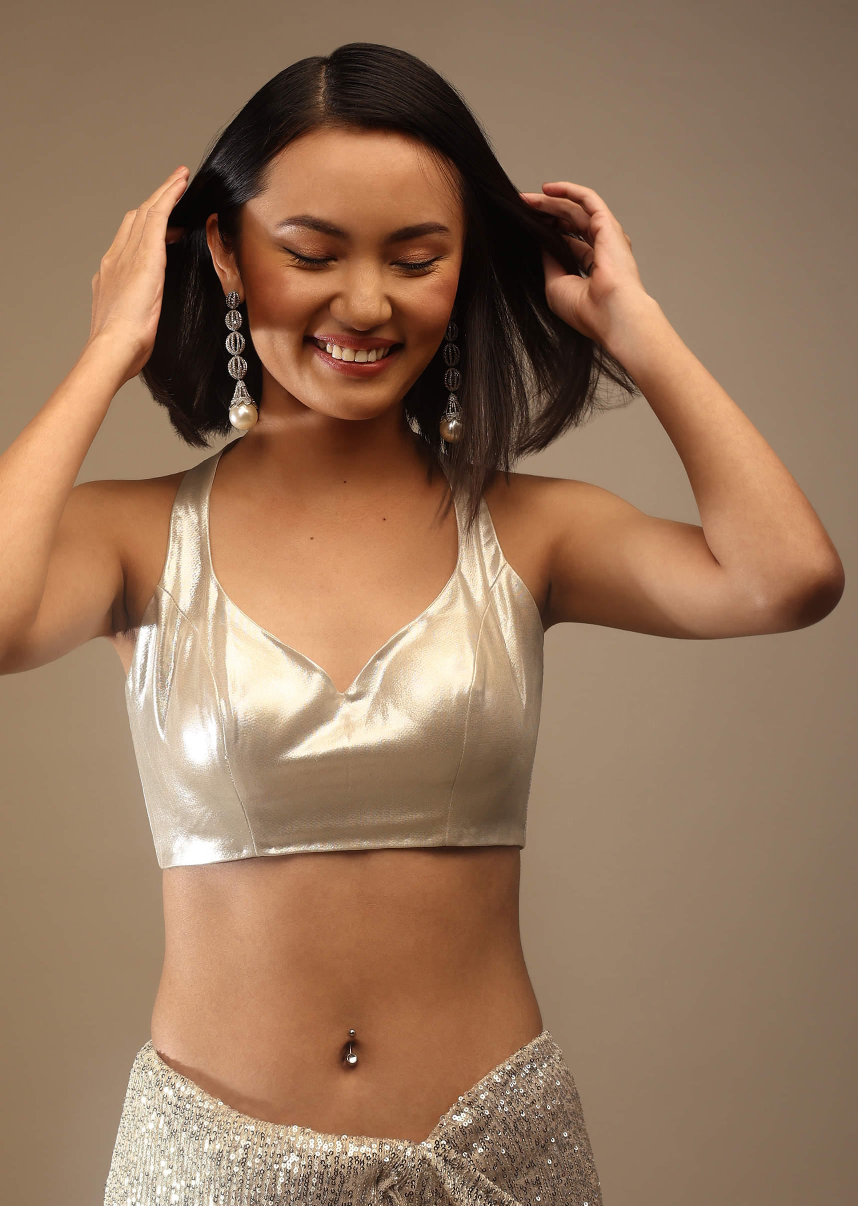 White satin sleeveless blouse cheap