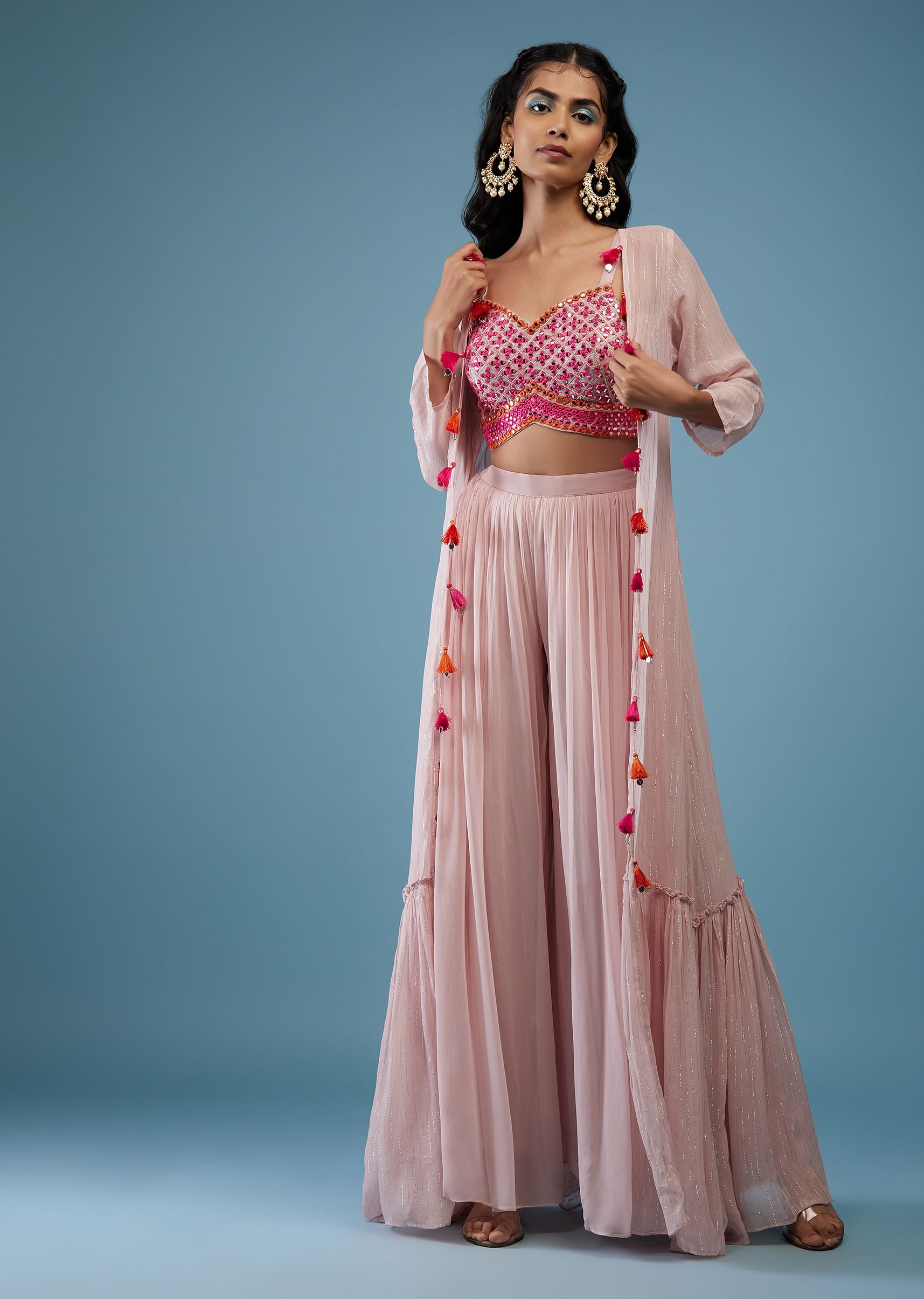 Crop top and palazzo ethnic online outlet