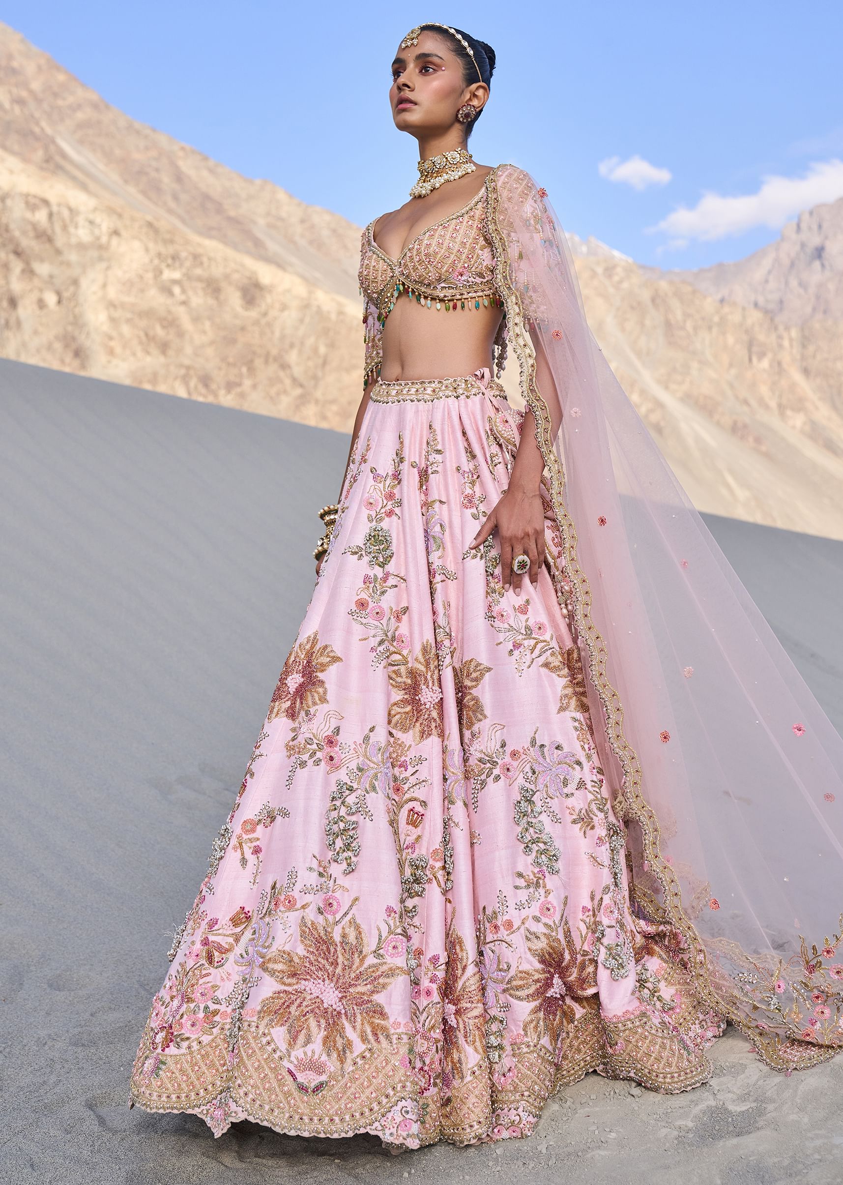 Pink lehenga choli for bridal hot sale