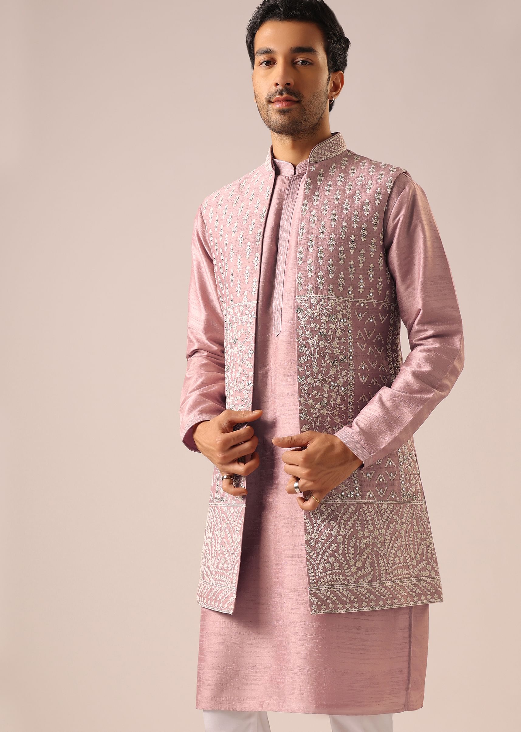 Pink kurti with jacket deals
