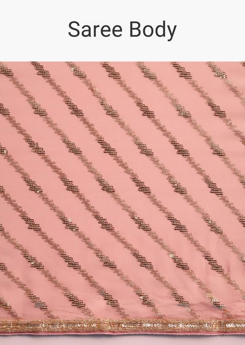 Pink Ombre Georgette Saree In Sequin With Unstitched Blouse