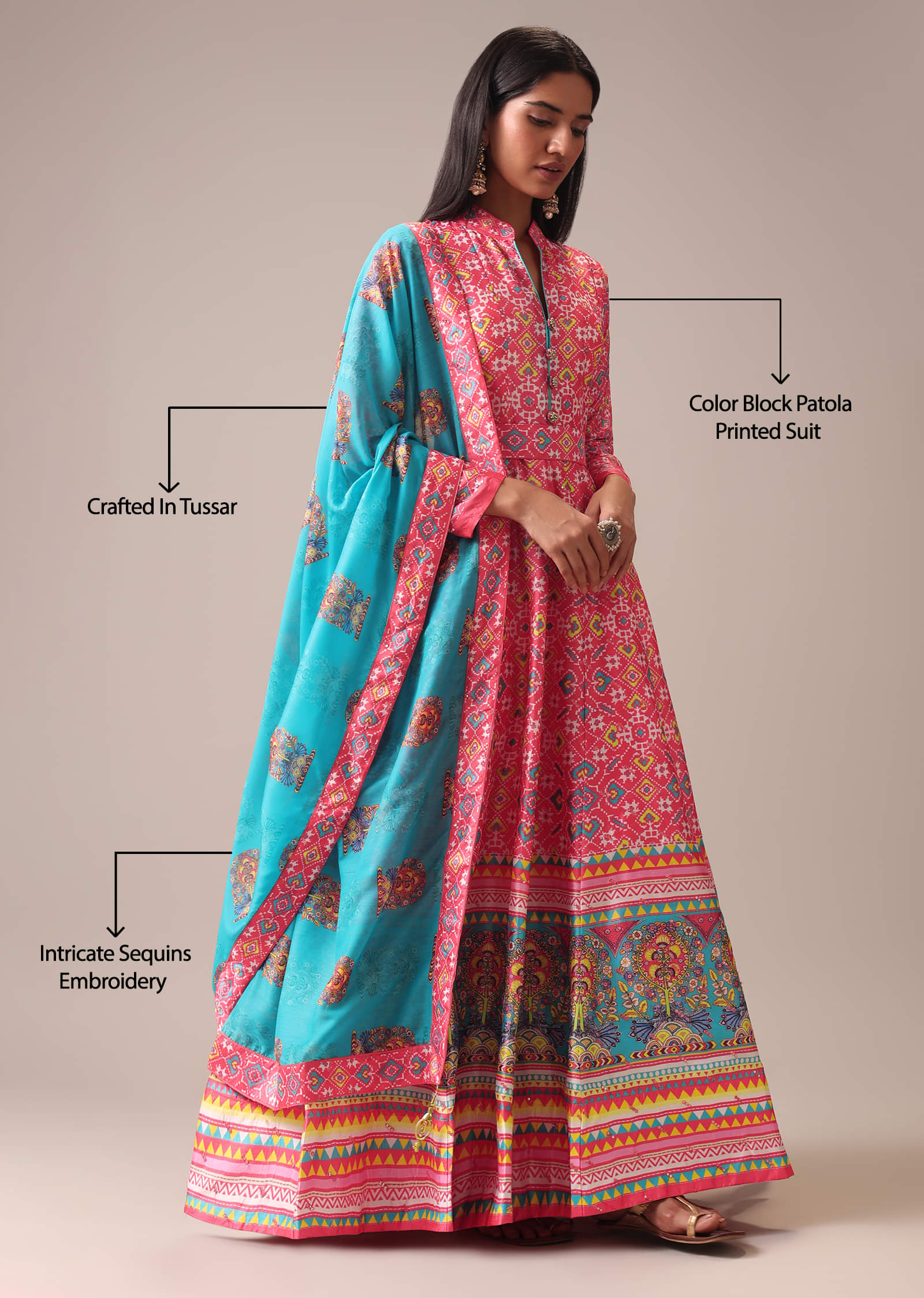Tussar silk anarkalis outlet