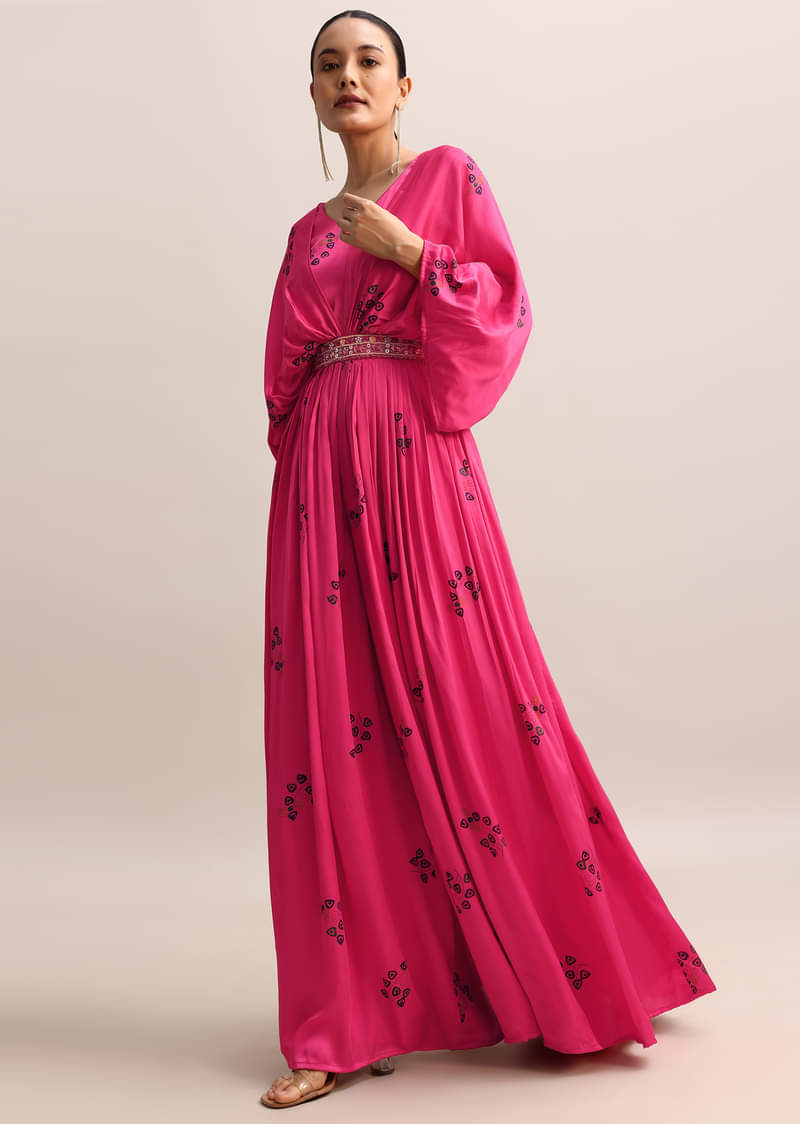 Pink Printed Satin Jumpsuit