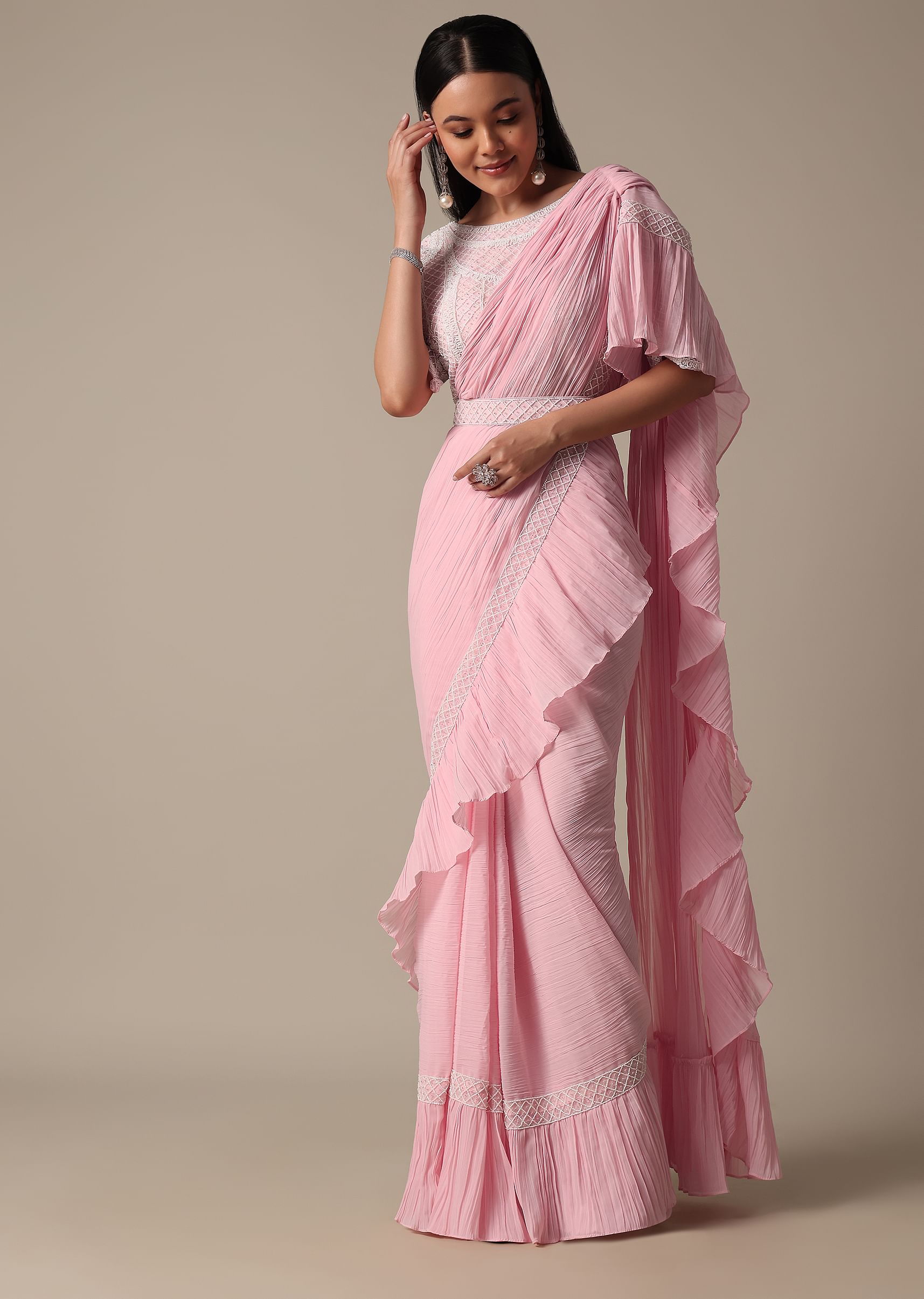 Club factory frill saree hot sale