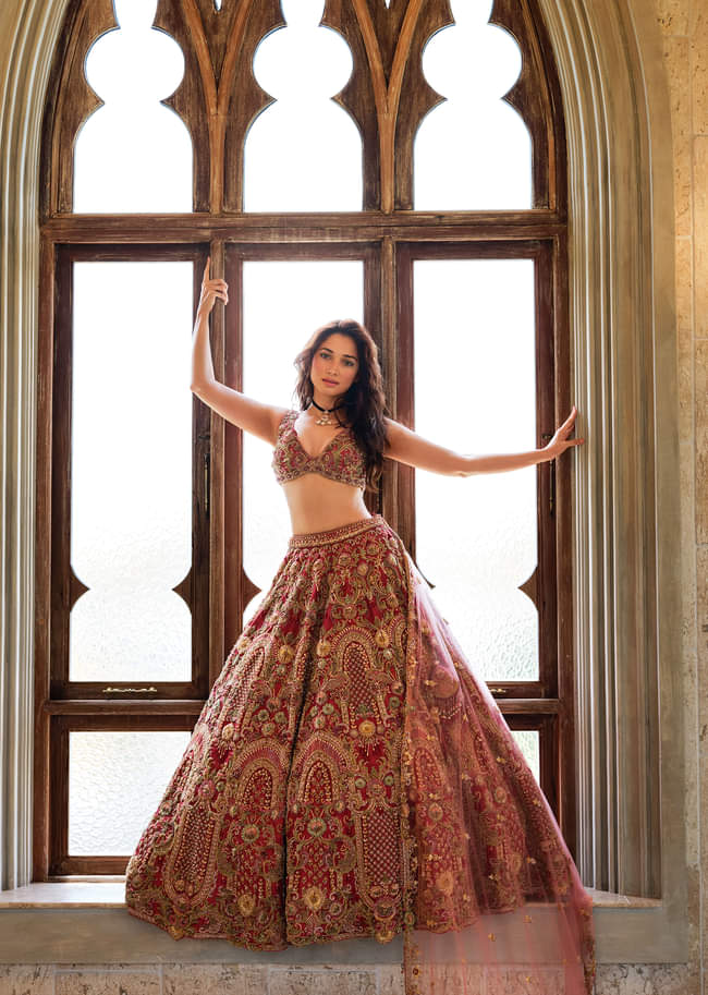 Pink Silk Bridal Lehenga With Sequins Zardosi And Beads Embroidery
