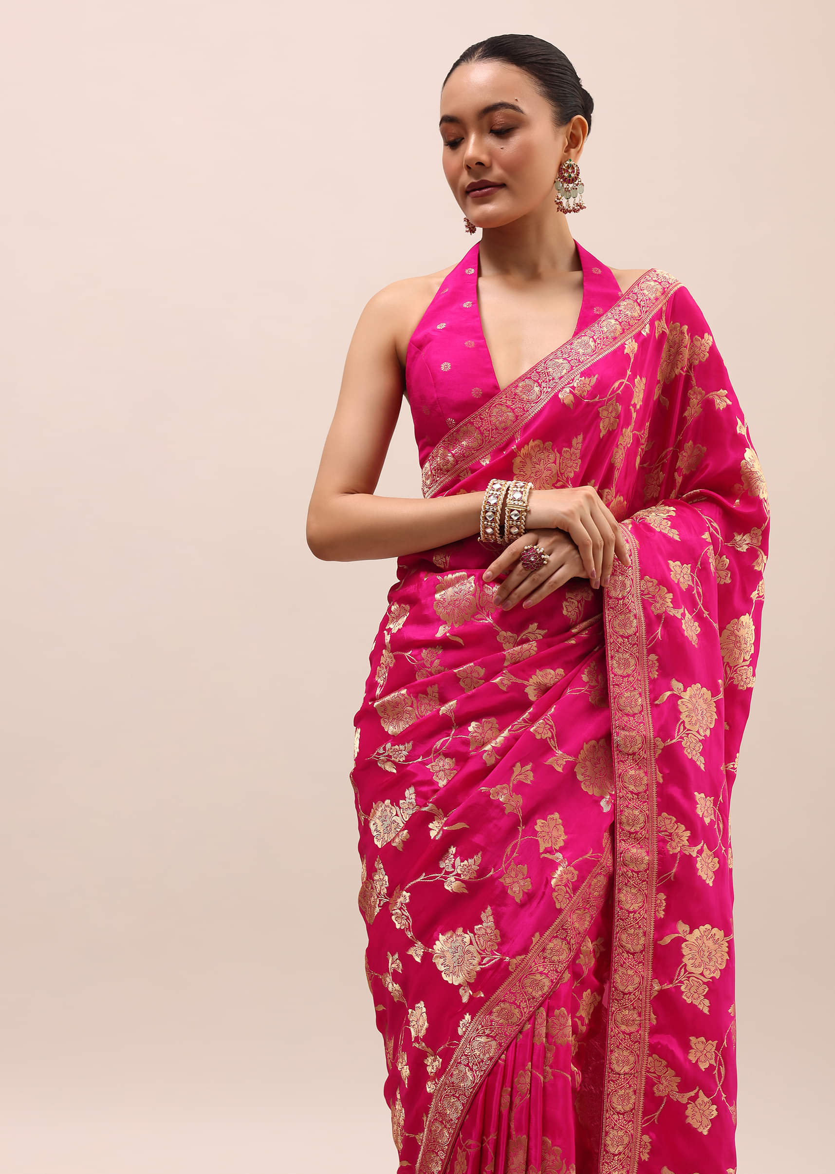 pink_silk_saree_in_butta_work_ pink_silk_saree_in_butta_work_