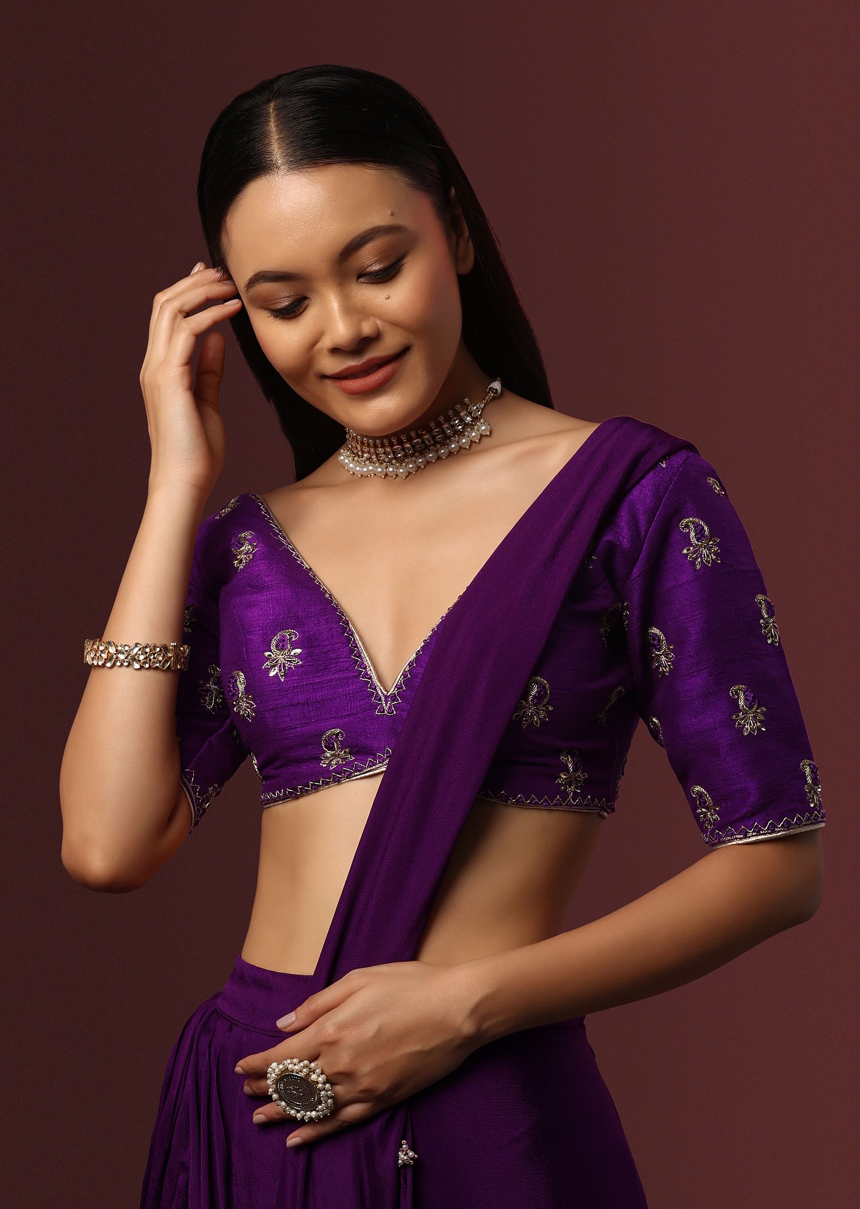 Deep v neck blouse discount