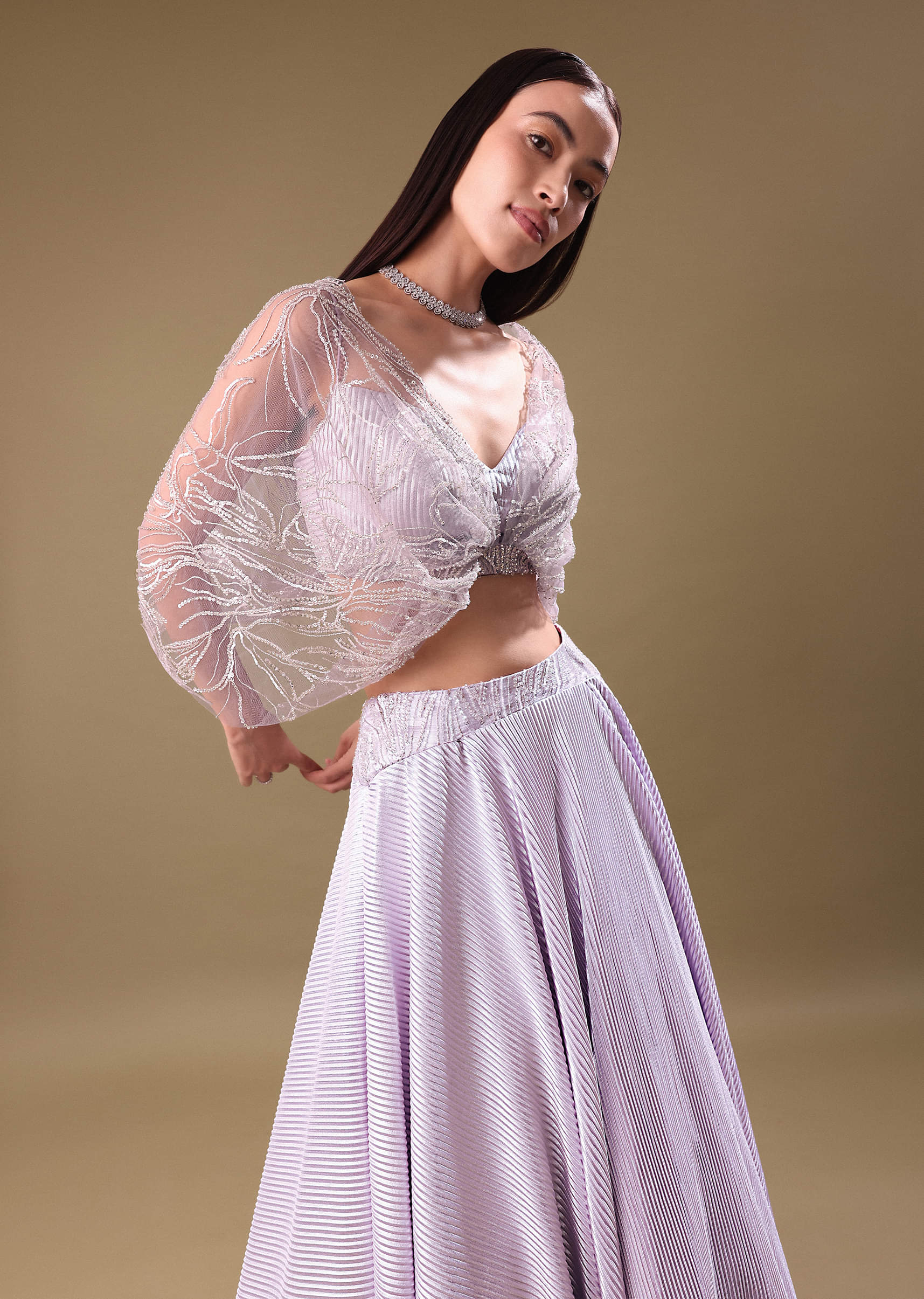 Herlipto Butterfly Collar Pleated Dress