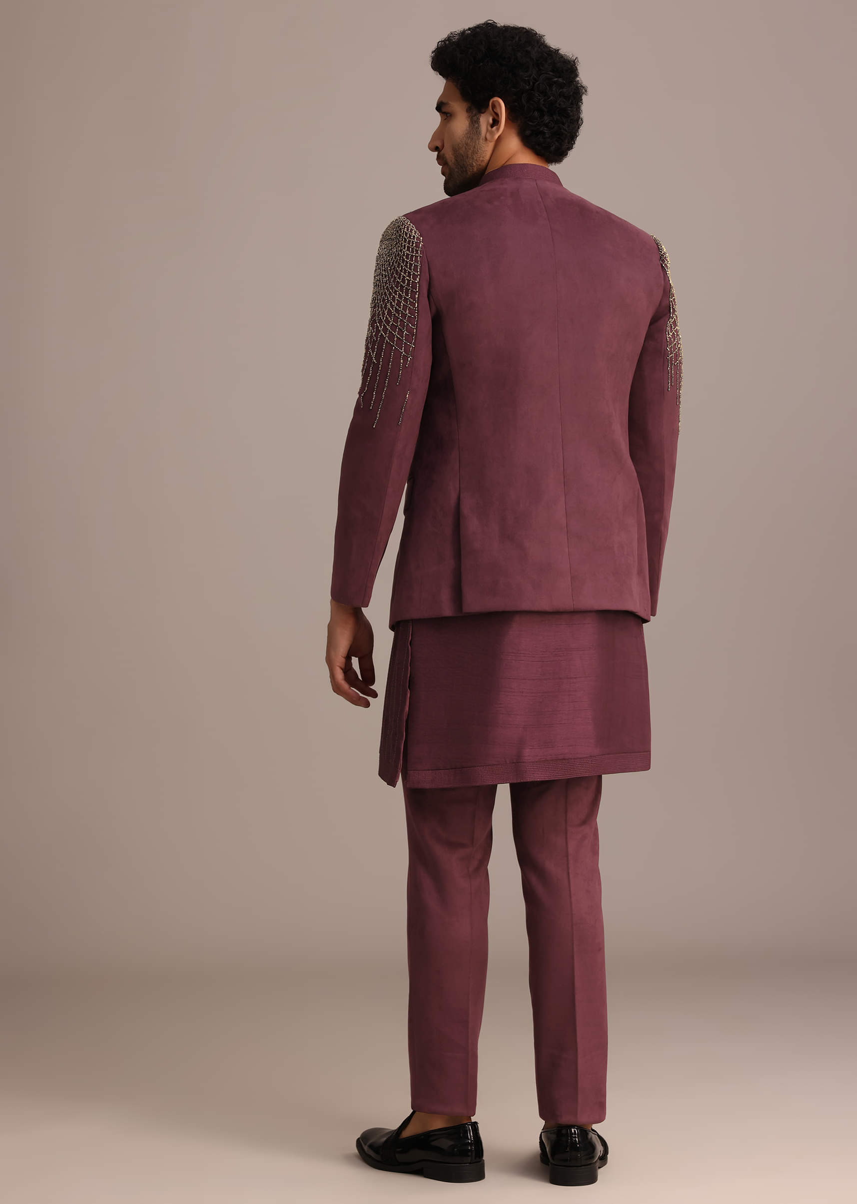 新着 Western Indo Jacquard Purple Buy Set Embroidery Zardozi With ジャケット・アウター