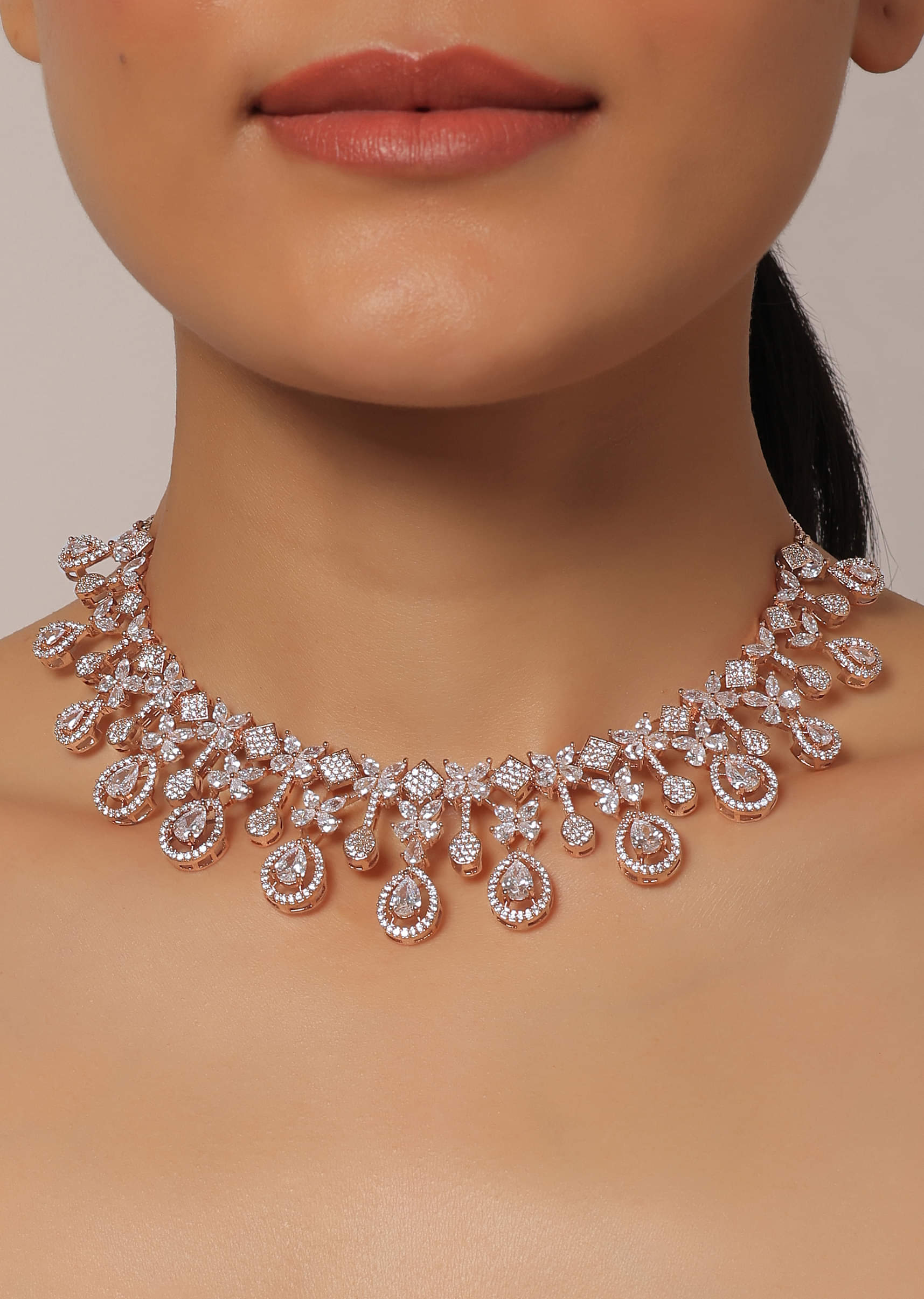 Rose gold short necklace discount