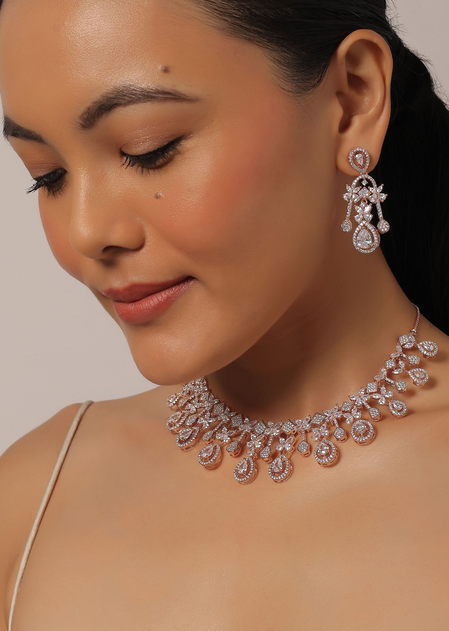 Rose gold short necklace deals
